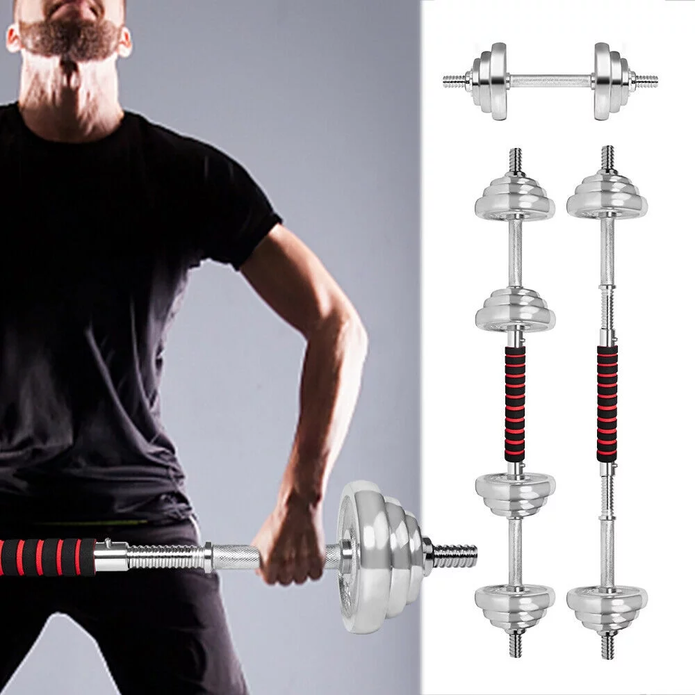 30KG Weight Dumbbell Set Adjustable Cap Gym Barbell Plates Home Body Workout - Womvr