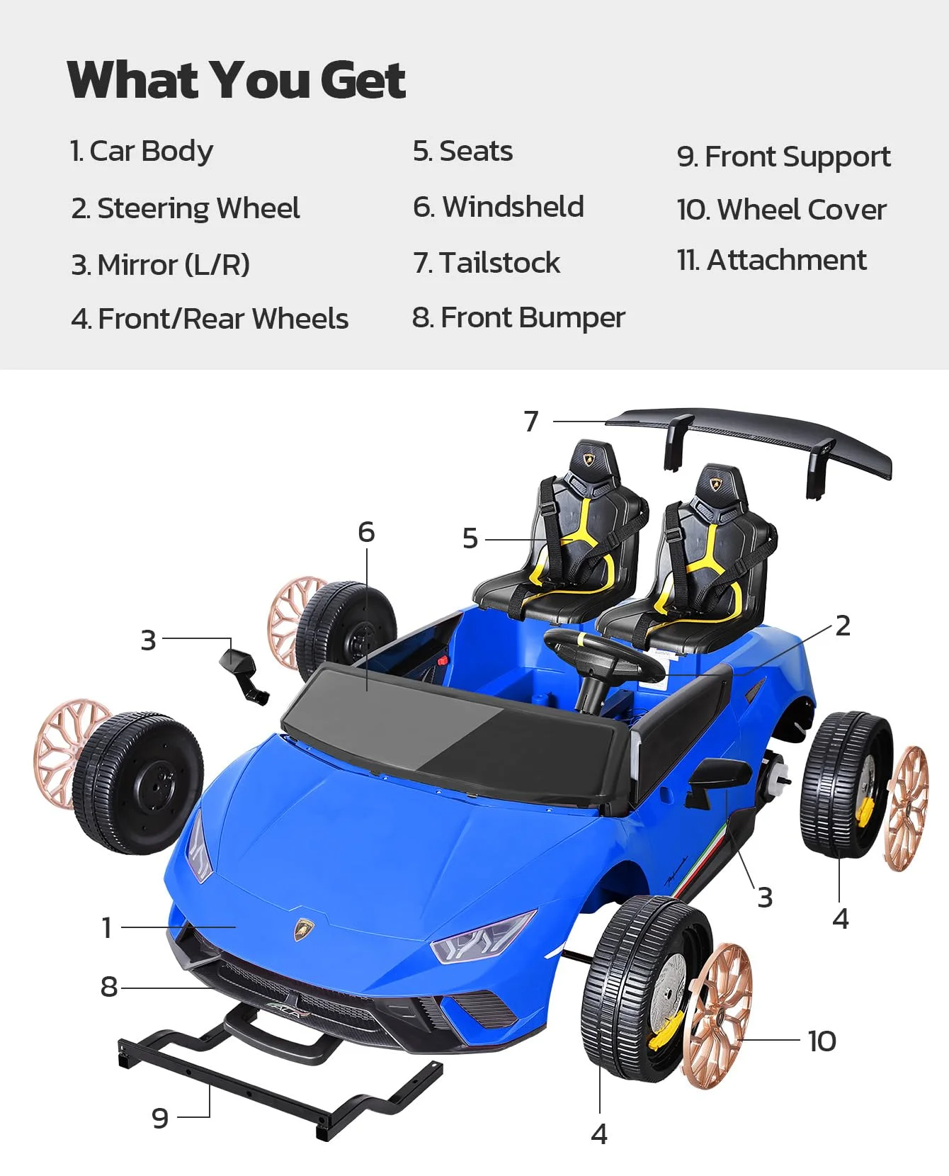 Lamborghini Huracan Ride on Car Real 2 Seater, Powered Electric Vehicle with Parent Remote, Maximum 4.0mph Ride on Toys for 3-8 Years Kids,Pink - Womvr