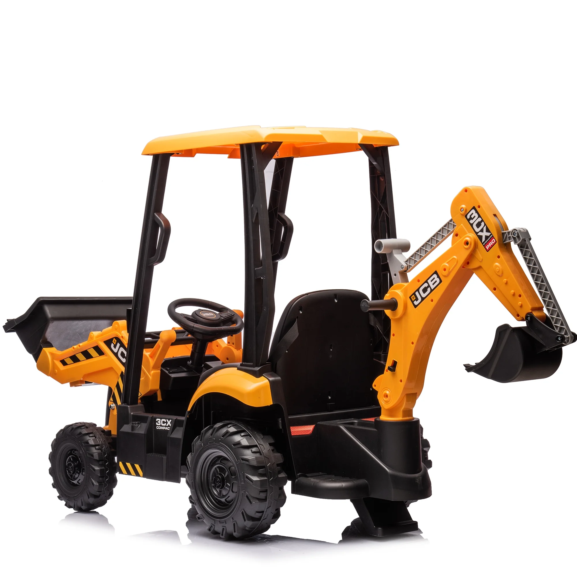 Hikiddo Electric Ride On Excavator for Kids, Licensed JCB 12V Ride-On Construction Toys with Remote - Womvr