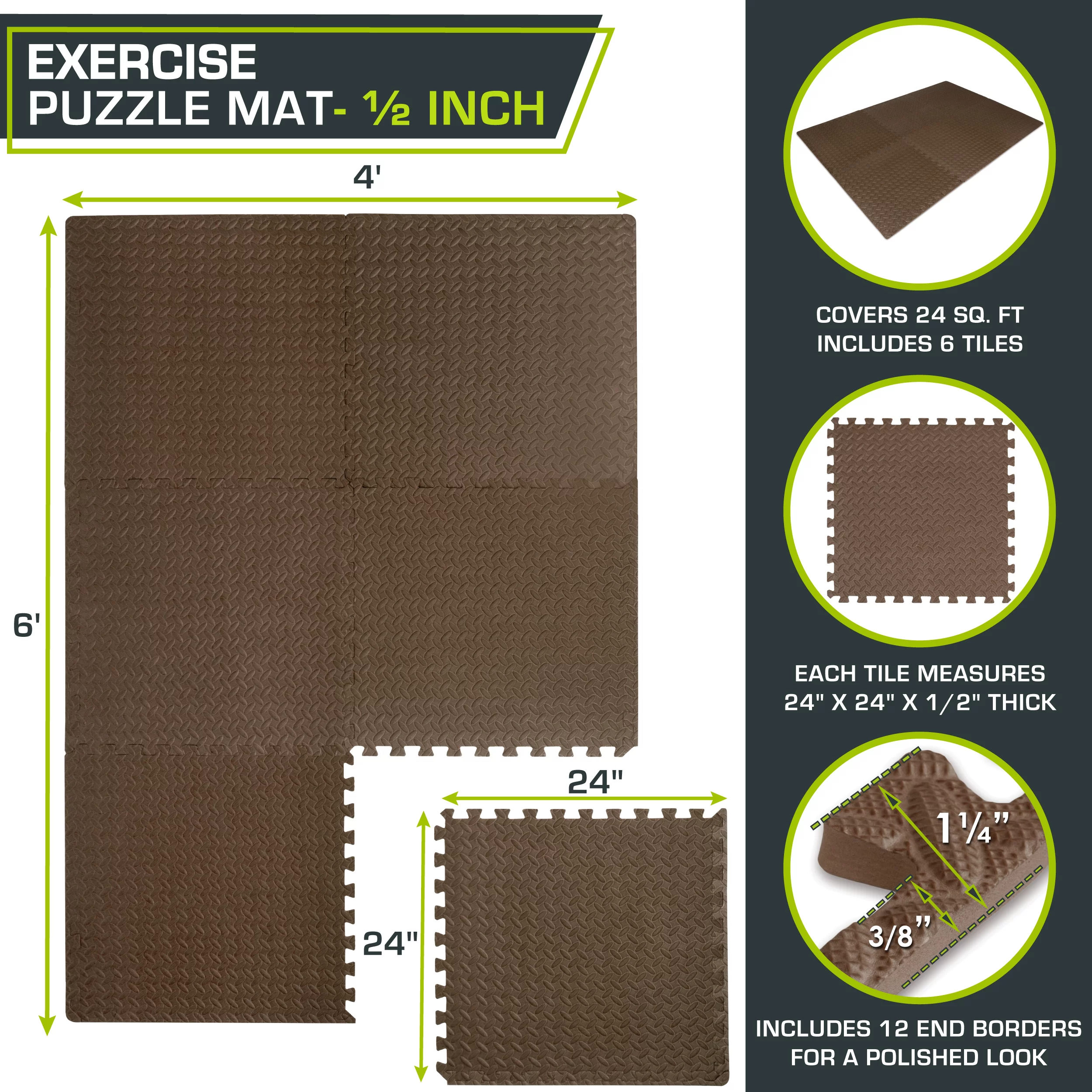 ProsourceFit Puzzle Exercise Mat, 1/2