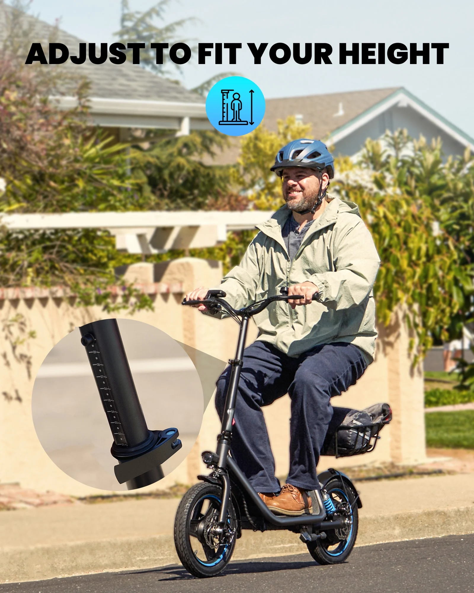 Kistp 600W Electric Scooter with Seat for Adult,14 inch Commuter Electric Scooter with Dual Shock Absorbers and Basket-up to 25 Miles 18.6MPH Rear Basket - Womvr