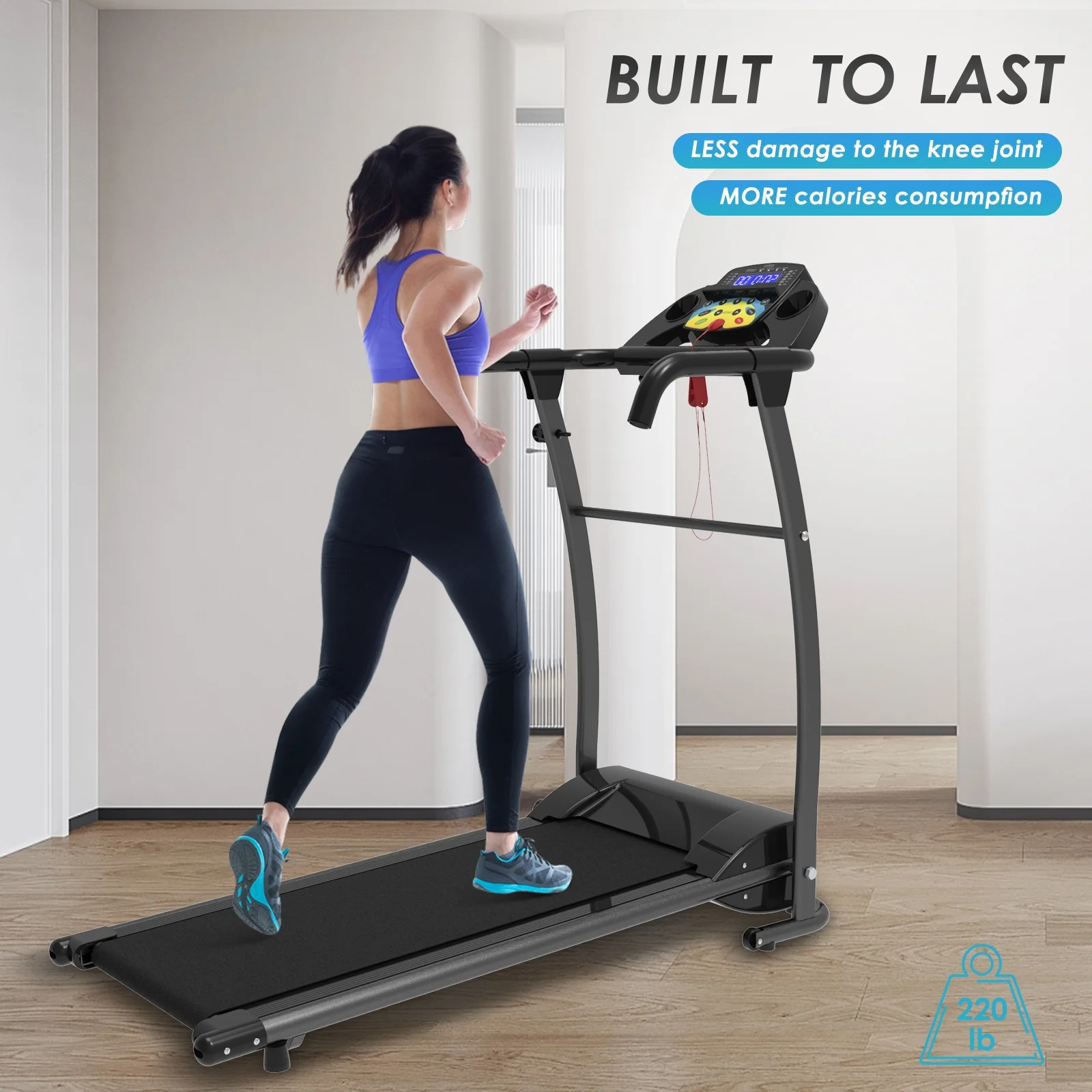 OBENSKY 1000W Portable Foldable Treadmill, Running Jogging Quiet Fitness Machine/Black - Womvr