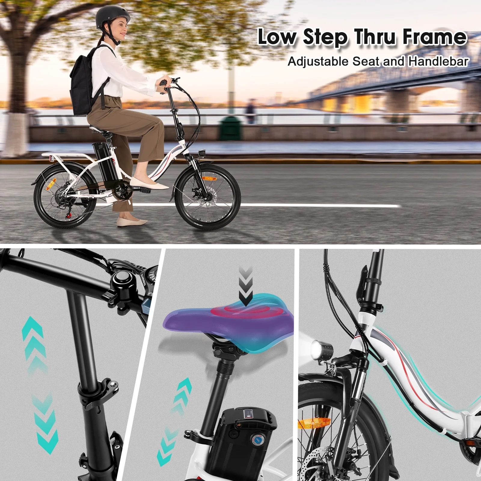 Elifine 500W Folding Electric Bike for Adults, 20