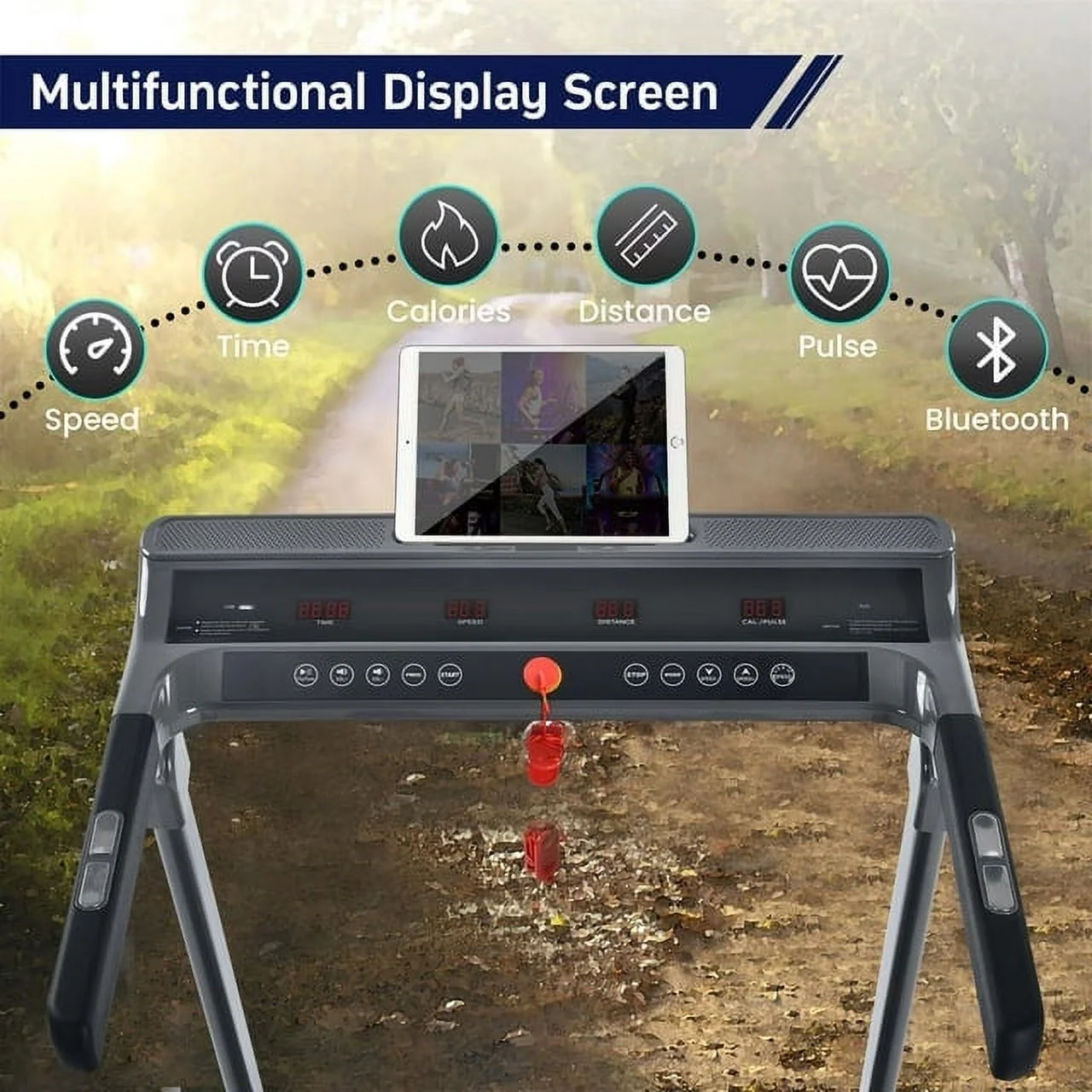 3.5HP Folding Incline Treadmill With 330lb Capacity  47.24” x 18.11” Large Running Belt Fitshow APP and Bluetooth Music For Home Office Gym,Black - Womvr