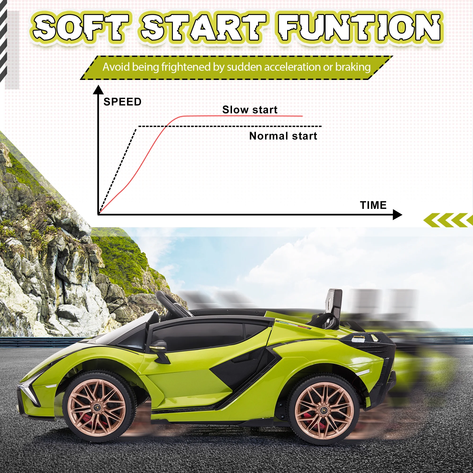 TOBBI 24V Lamborghini STO Licensed Kids Ride on Drift Car Gray Electric Car W/Remote Control LED Lights, up to 10 mph - Womvr