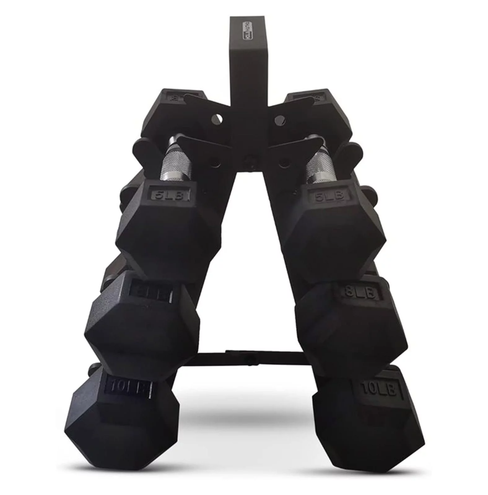 CodYinFI Hexagonal Non Slip Free Hand Dumbbell Weight Training Exercise Set w/Textured Grips & Folding Storage Rack, 5, 8, & 10 Pound Pairs, Black - Womvr