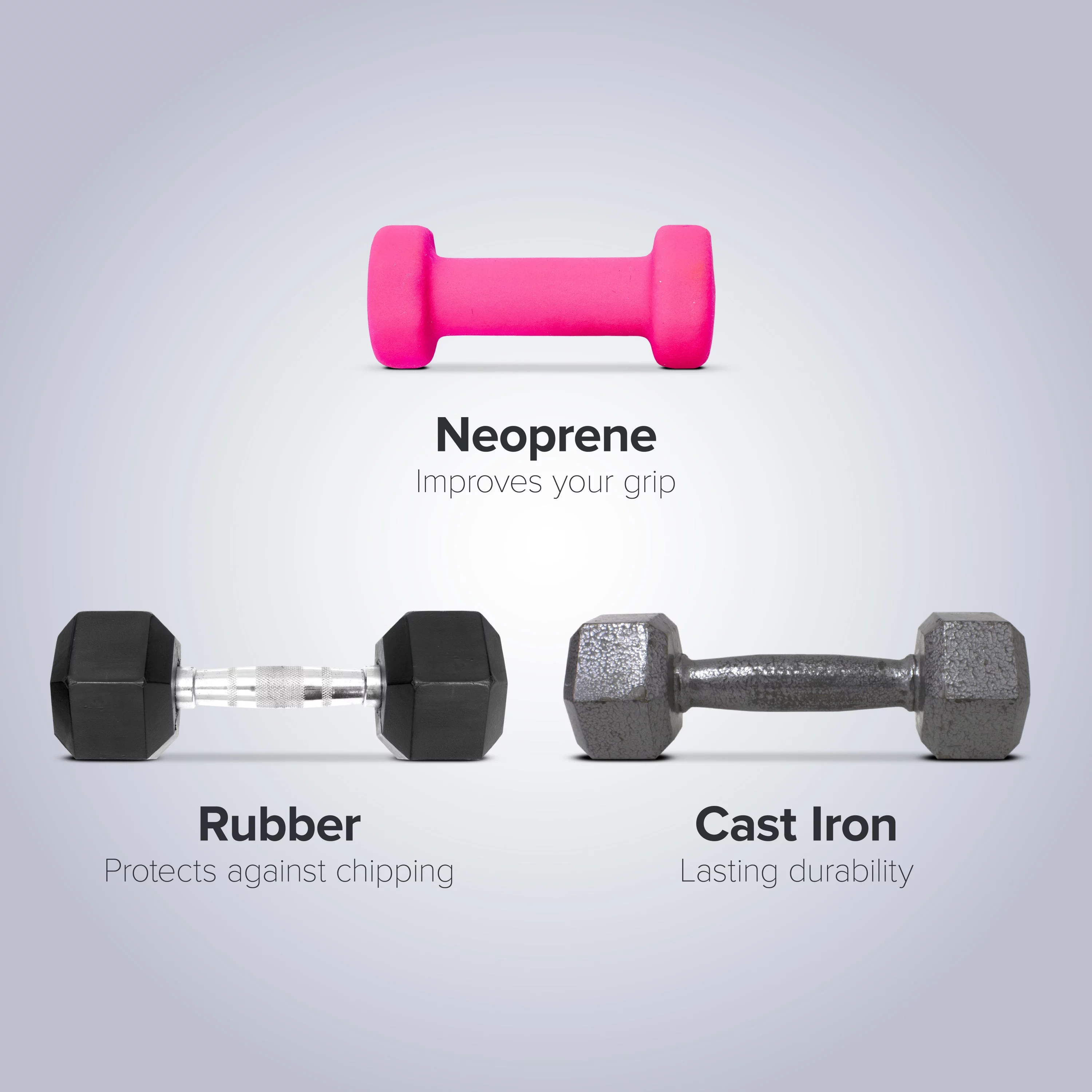 Weider Rubber Hex Dumbbell, 45 lbs - Sold Individually - Womvr