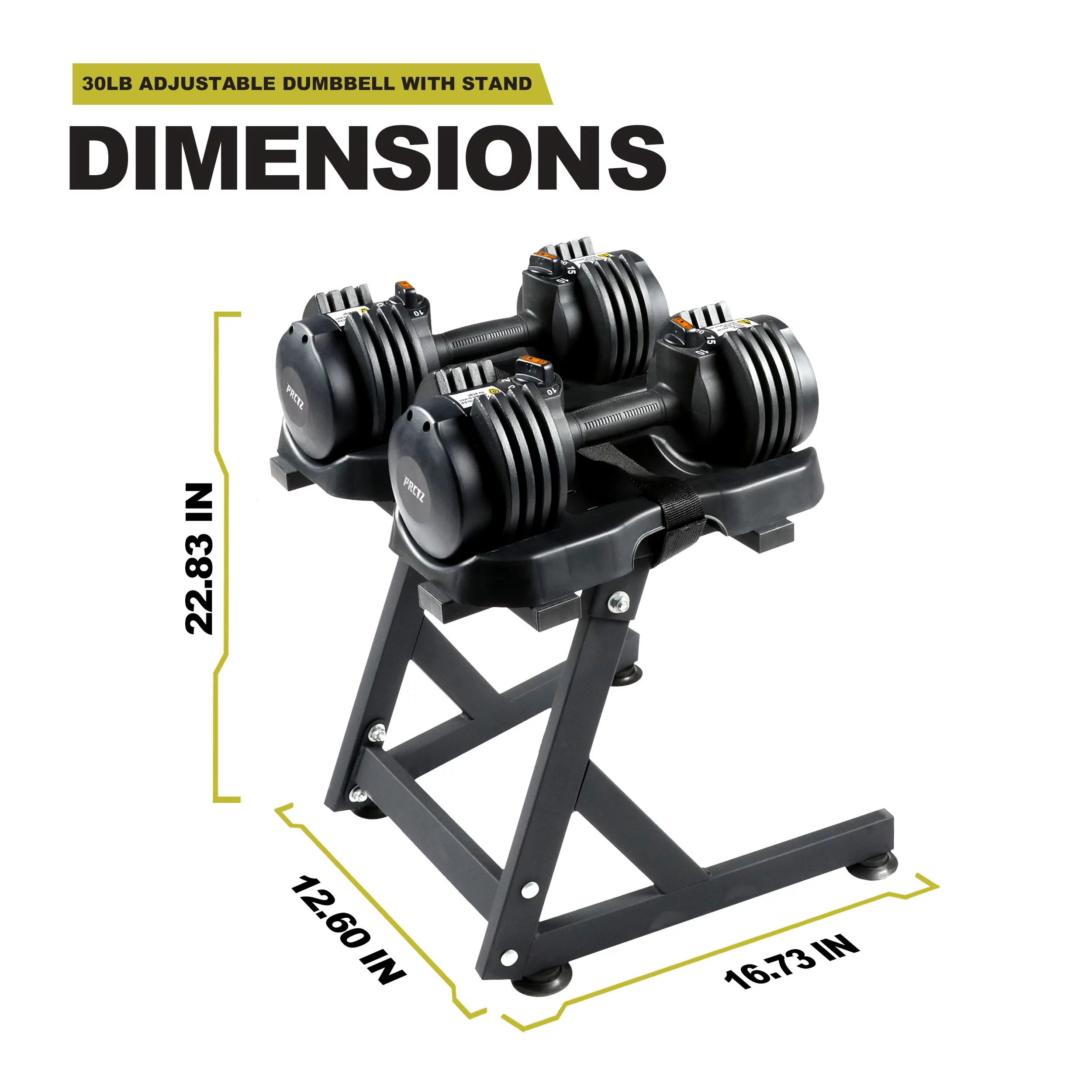 PRCTZ, 10-30lb Quick Select Adjustable Dumbbell Pair with Dumbbell Stand Combo - Womvr