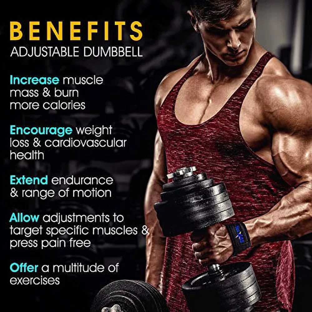 Yes4All 200 lbs Adjustable Dumbbell Weight Set, Cast Iron Dumbbell, Pair - Womvr