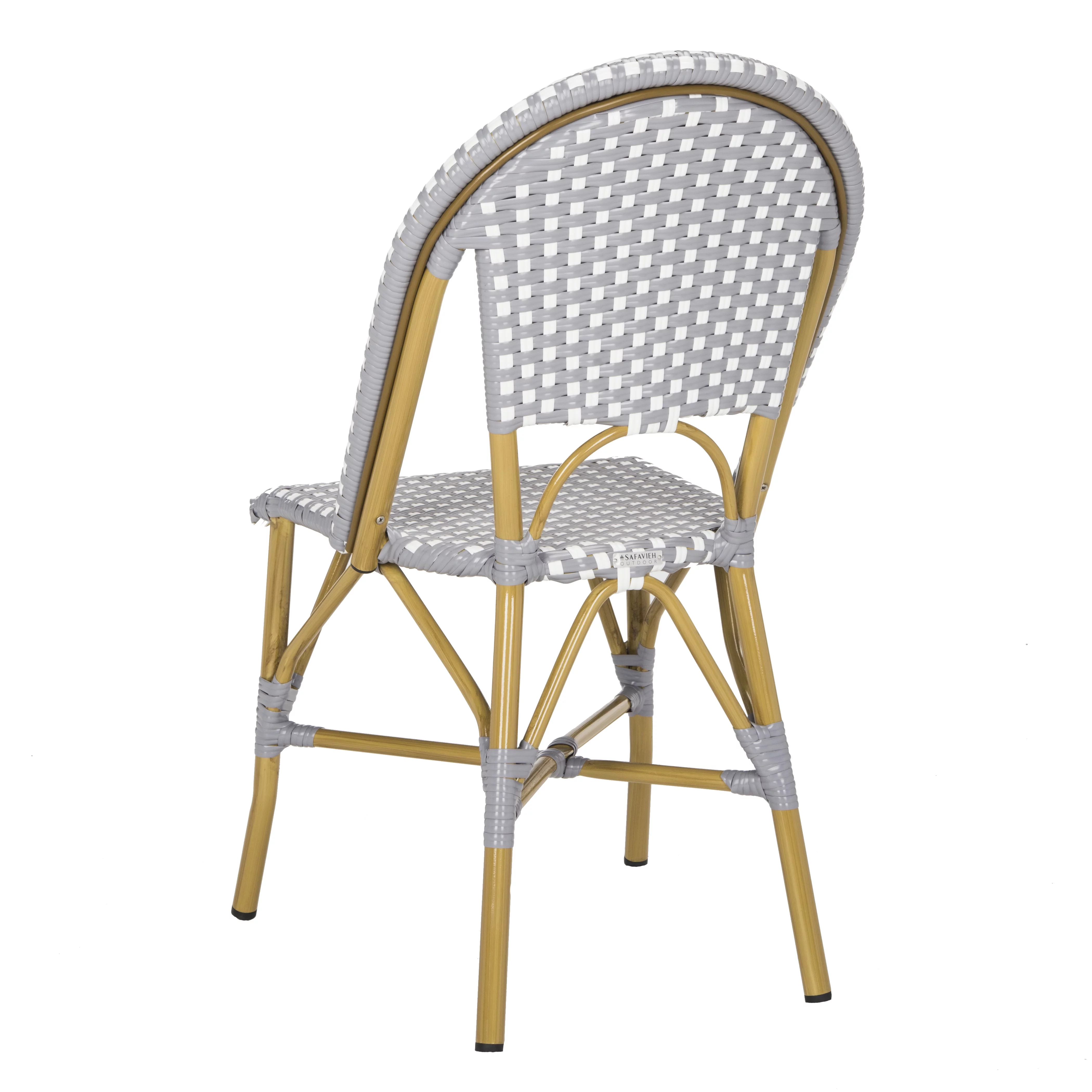 SAFAVIEH Salcha Outdoor French Bistro Side Chair, Blue/White, Set of 2 - Womvr
