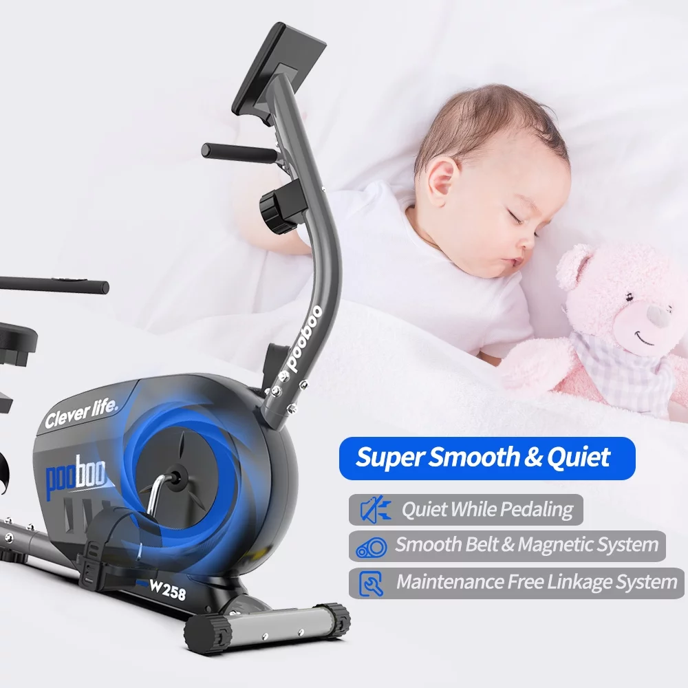 Cycool Workout Home Cycling Magnetic Recumbent Exercise Bike Fitness Cardio Elliptical Indoor Cycling Bike 330lbs Blue - Womvr