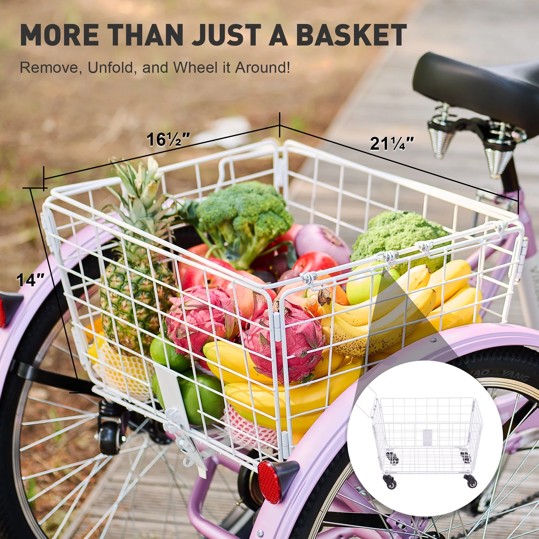 VIRIBUS 24 Inch Adult Trike 7 Speed Bike w Adjustable Seat 2 Baskets Matte Gray - Womvr