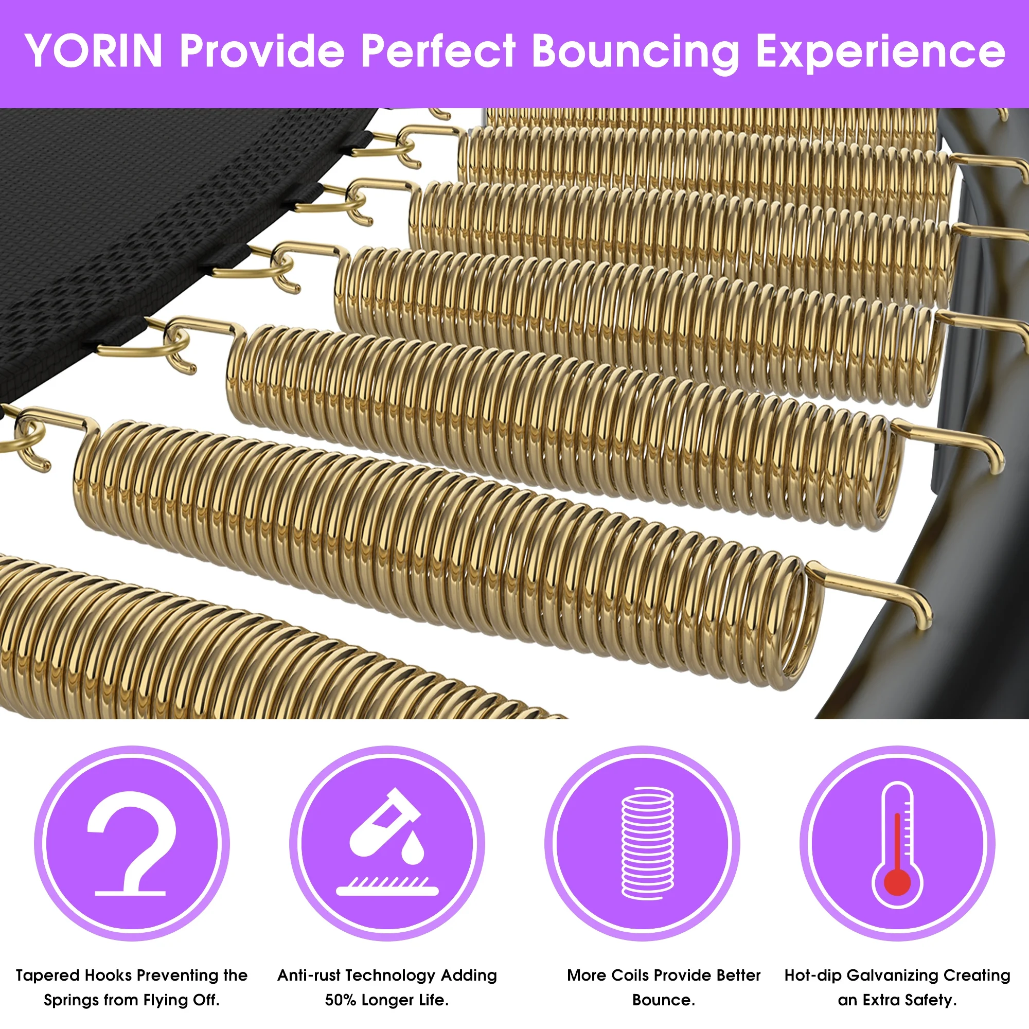 YORIN Trampoline for 2-3 Kids, 8FT 10FT Trampoline for Adults with Enclosure Net, Basketball Hoop, Ladder, 800LBS Outdoor Recreational Trampoline with Light, Sprinkler, Socks, Heavy Duty Trampoline - Womvr