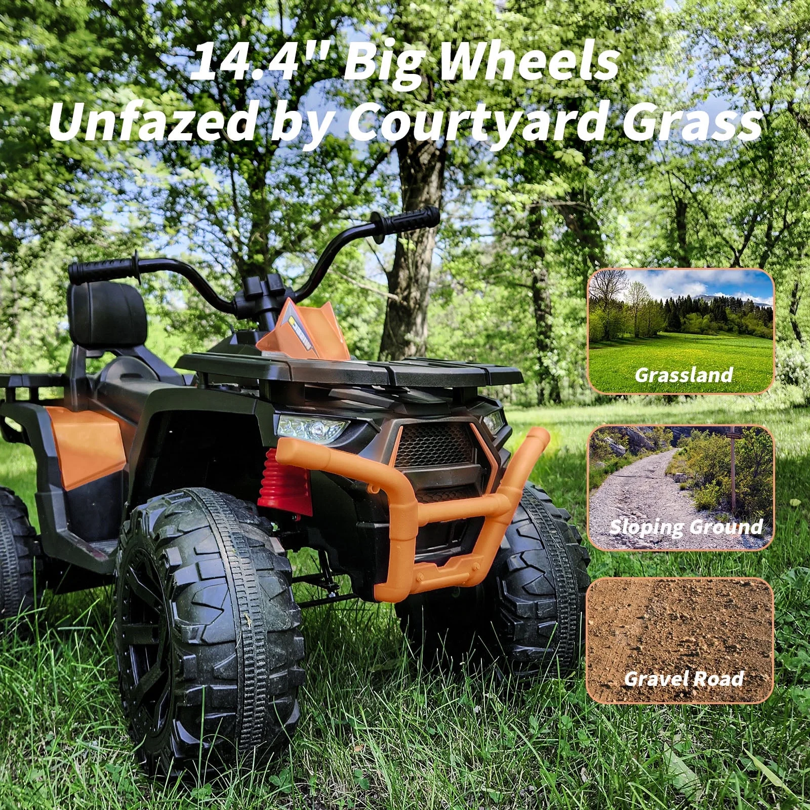 Hikiddo JC333 24V Ride on Toy, Kids ATV 4-Wheeler with 400W Motor, 2 Seater - Black - Womvr