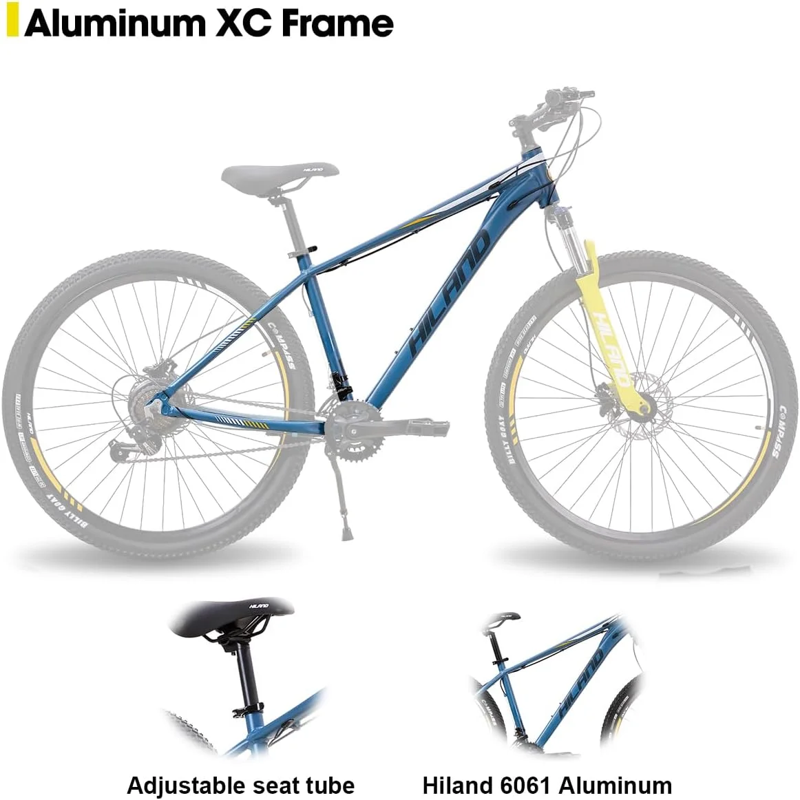 Hiland 29 Inch Mountain Bike for Men, Hardtail Trail MTB Bicycle, Black - Womvr