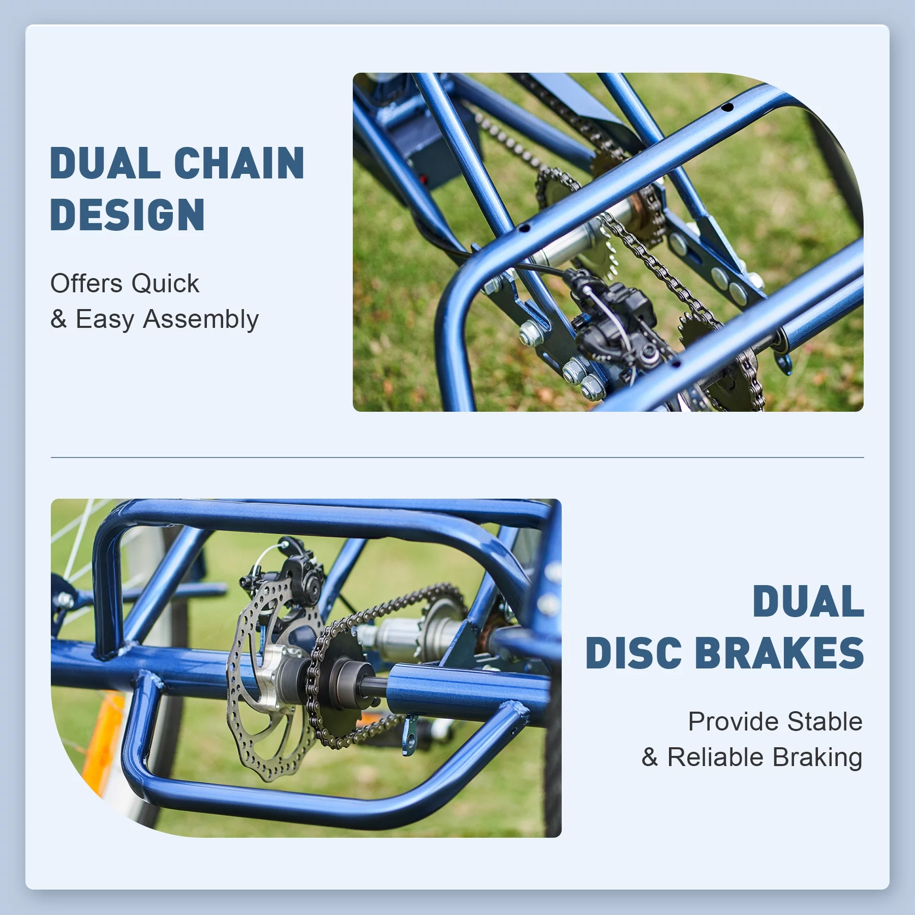 VIRIBUS 24 Inch Adult Trike 350W Dual Chain Electric Tricycle 36V 10Ah Navy - Womvr