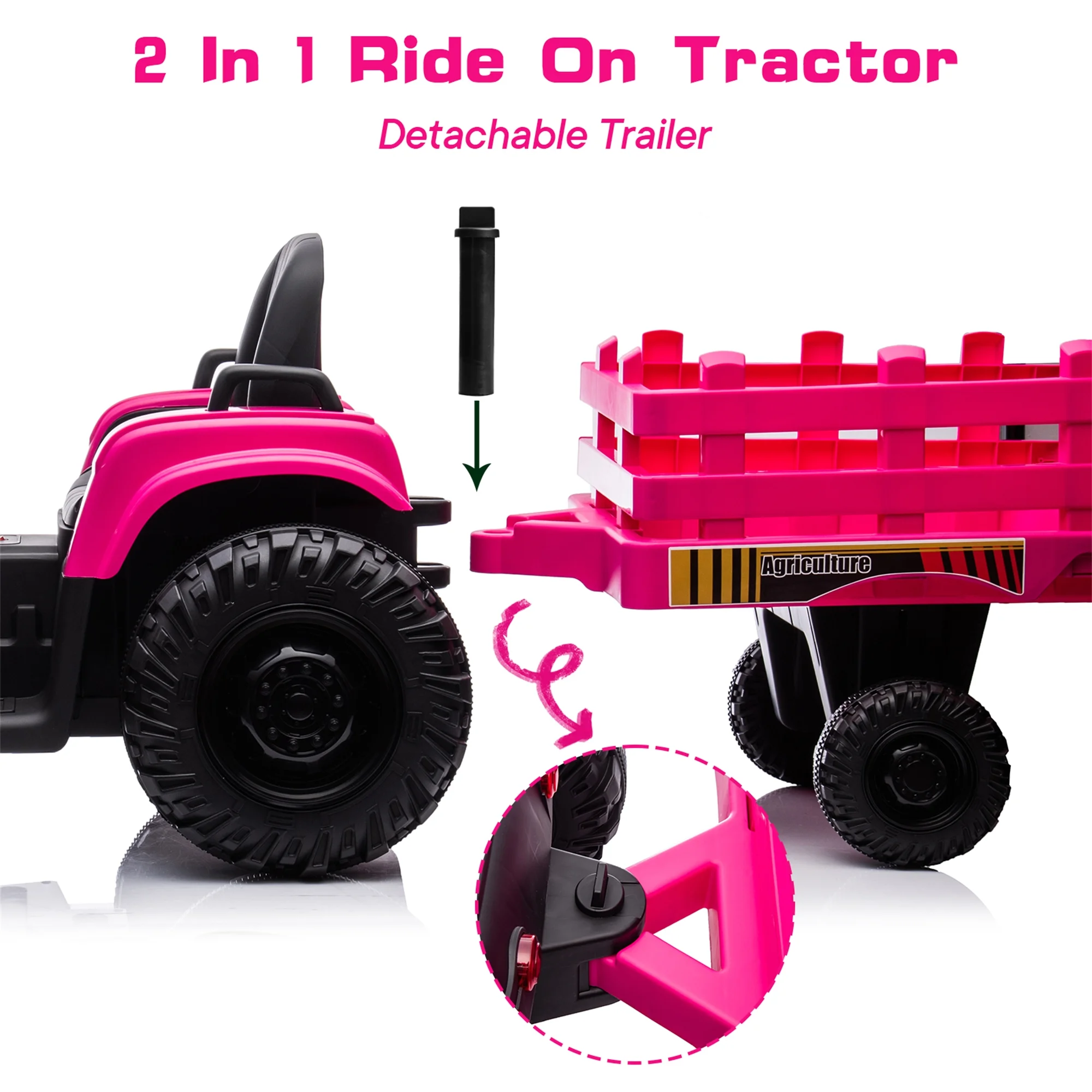 Hikiddo 24 Volt Ride on Toys, Kids Electric Ride On Tractor with Trailer & Remote - Green - Womvr