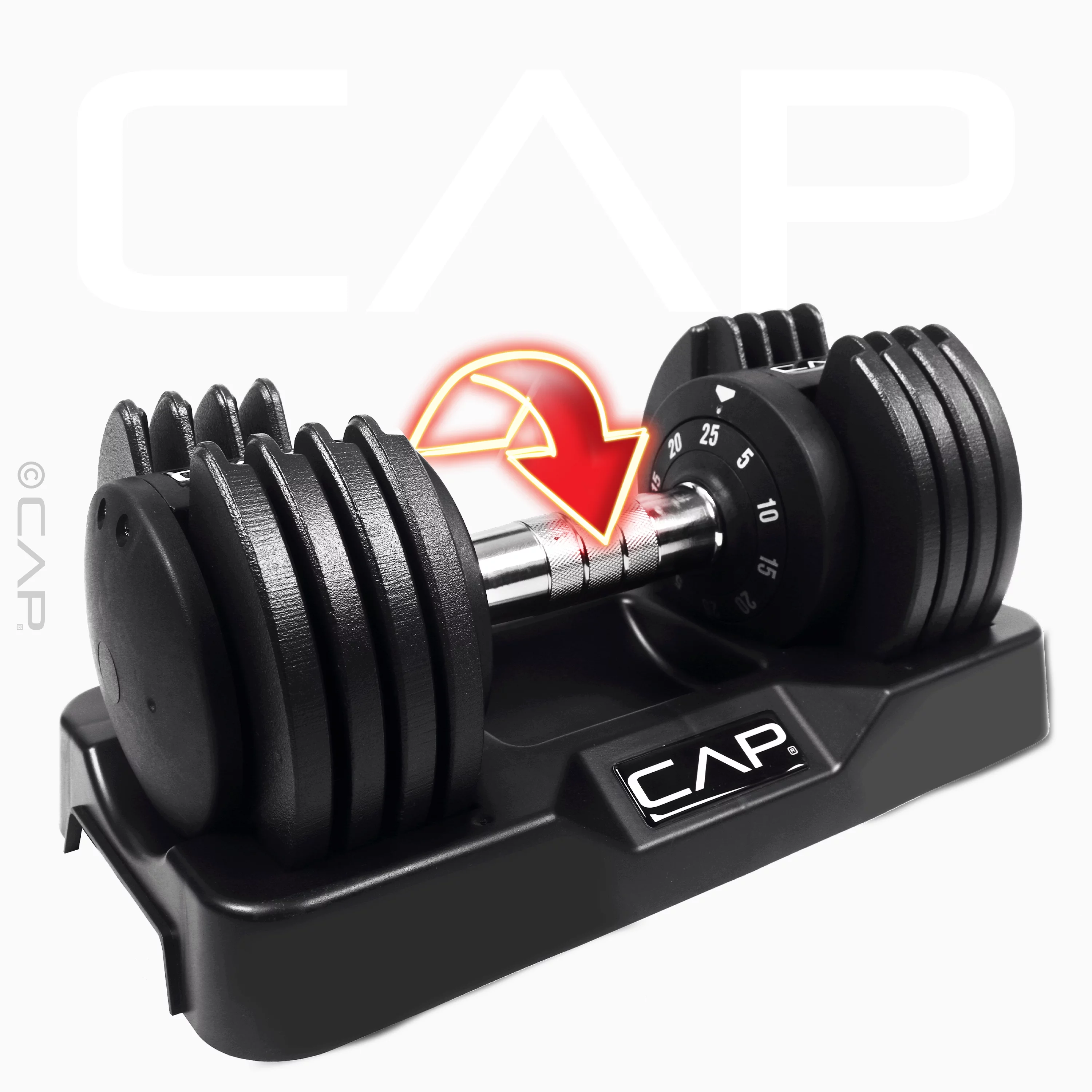 CAP Barbell 25lb. Adjustable Dumbbell, Quick Select 5-25, Single - Womvr
