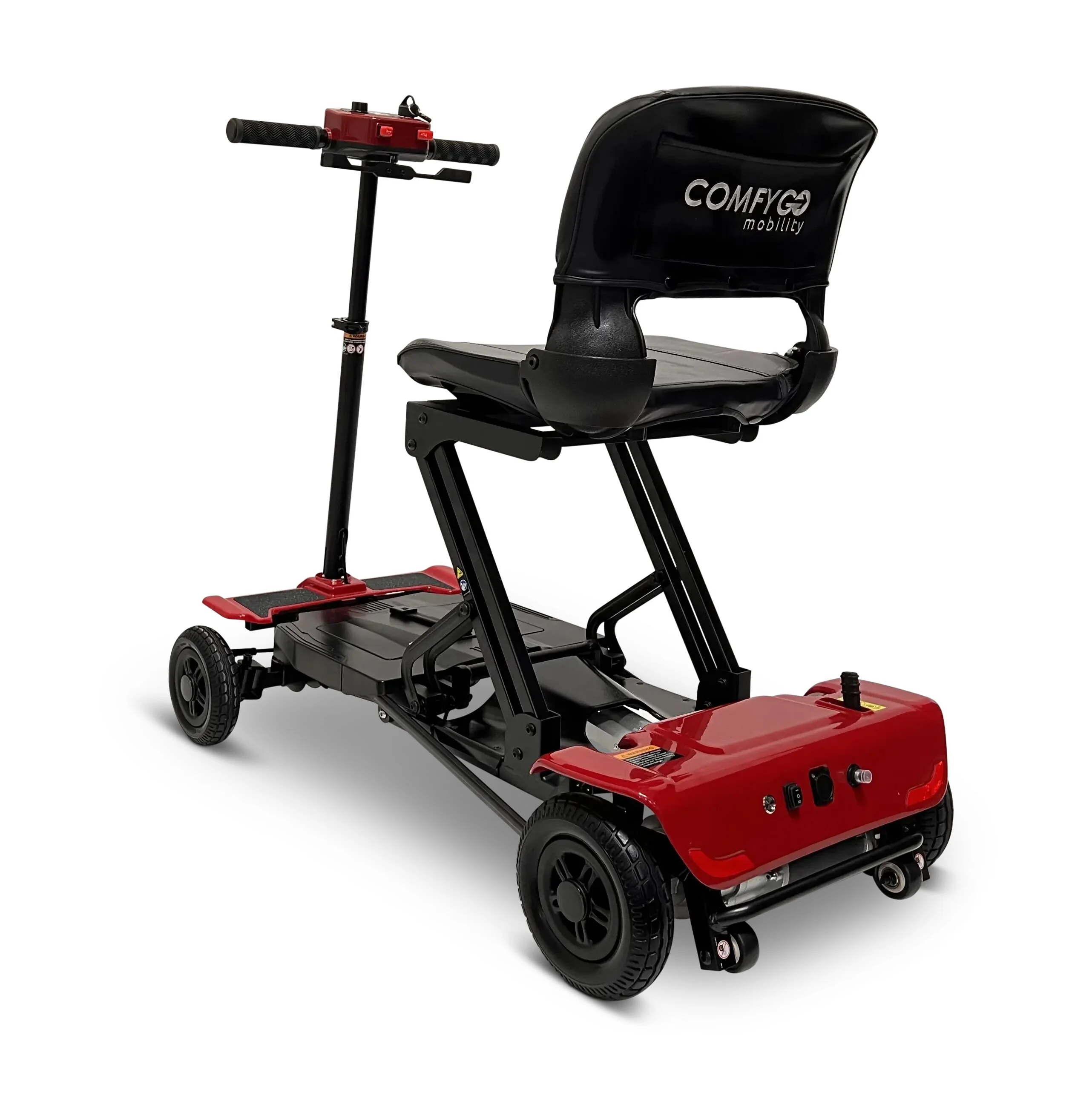 Comfygo MS-4000 4-Wheel Mobility Electric Scooter for Adults - Foldable Power Mobile Wheelchair, Compact Duty for Travel with Long Range Extended Battery (Red) - Womvr