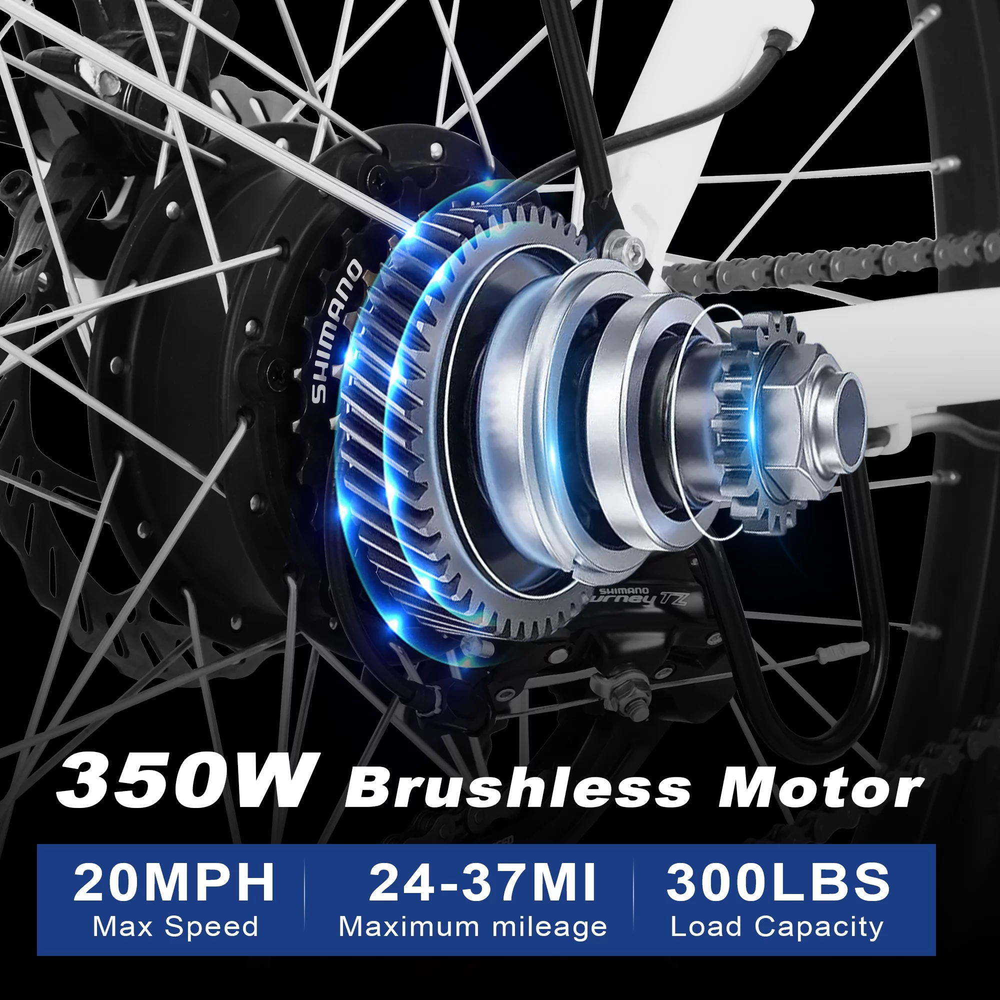 ZNH Mountain Electric Bicycle, 26 in. 350 W, Removable 36 V/10 Ah Battery, Black - Womvr