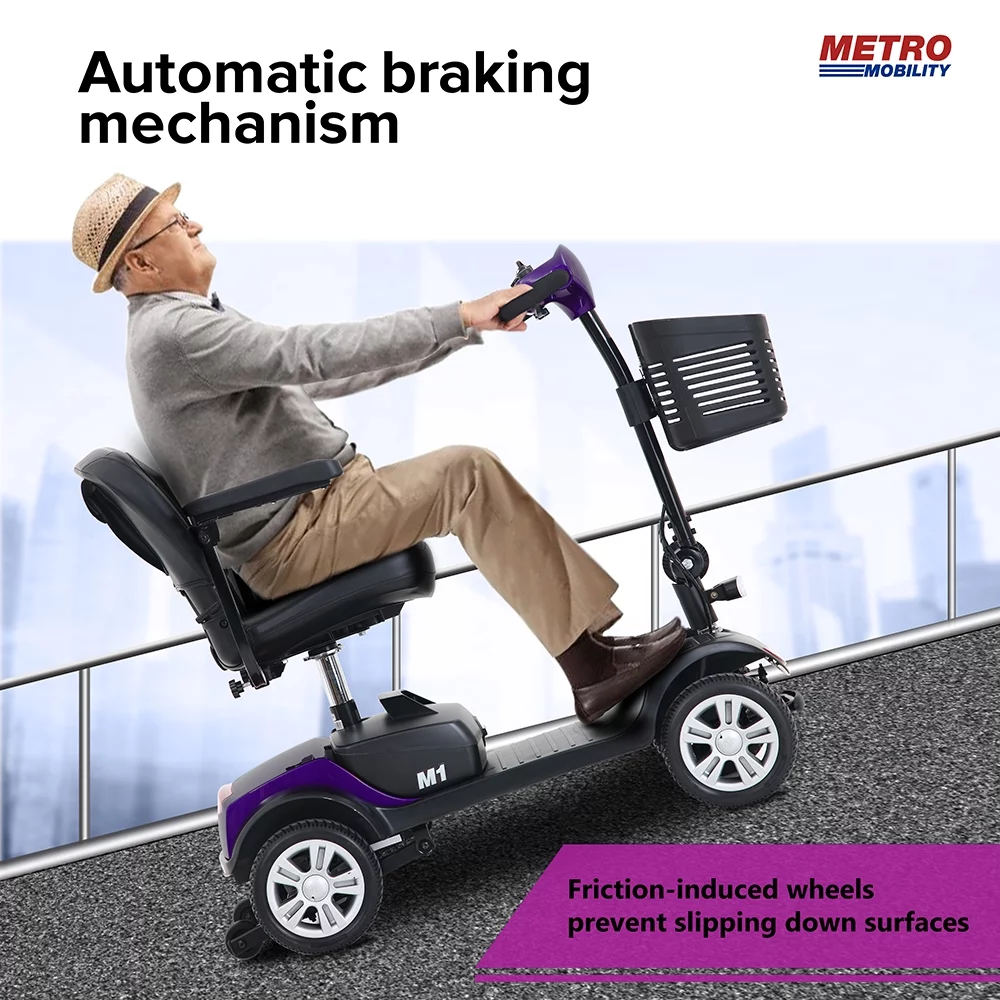 4 Wheel Mobility Scooters for Senior, Outdoor Travel Electric Wheel Chair Scooter with Detachable Basket, Adults Mobility Scooters with Control Panel, Max Speed 4.97mph, 300lbs, Purple, SS188 - Womvr
