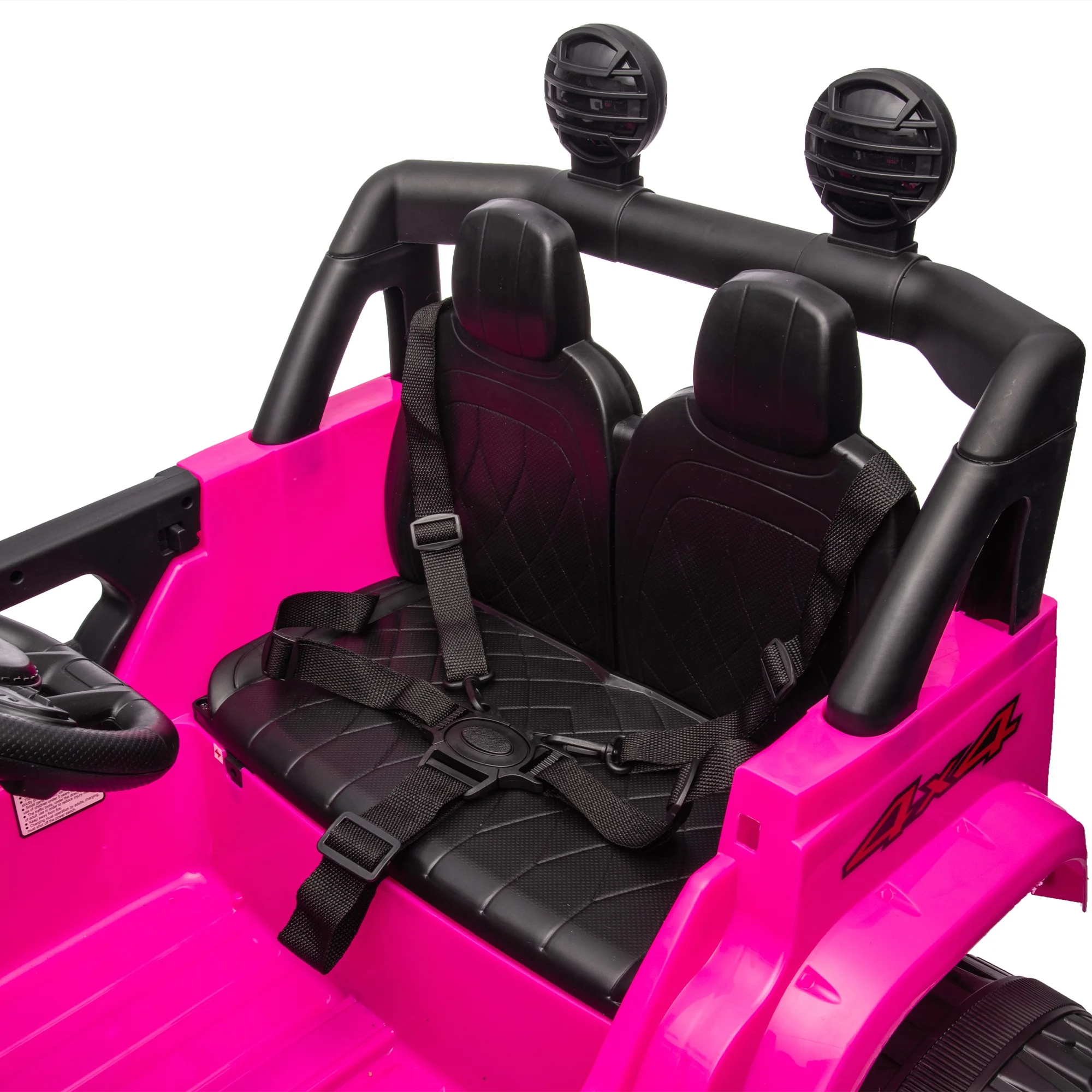 Kids Ride on Truck with Parents Remote Control, 12V 7A Battery Powered Electric Car Vehicle Toy with 3 Speed, USB, MP3, Bluetooth, LED Light, Safety Belt, Electric Car for Kids (Black) - Womvr