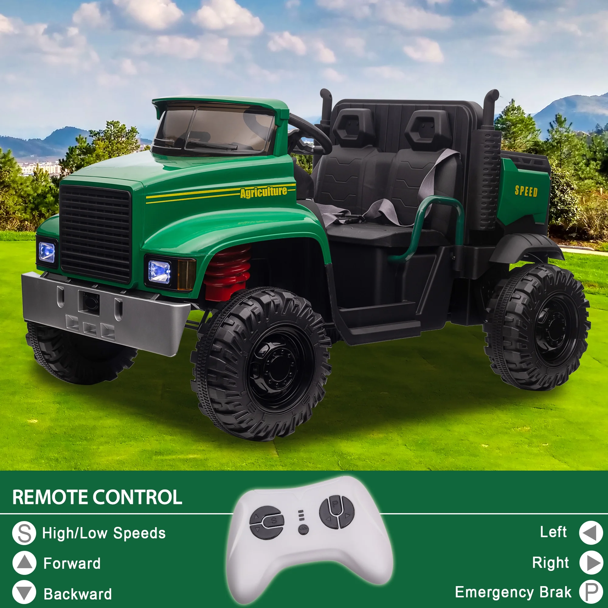 Hikiddo JC222 24V Ride on Toy, Kids Ride On Dump Truck 2 Seater with Remote - Womvr