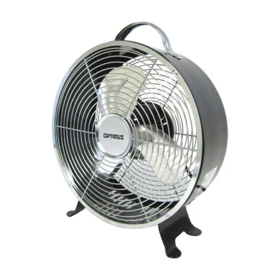 Optimus Drum Fan: 10'' Retro, black, metal | F-6310BK - Womvr