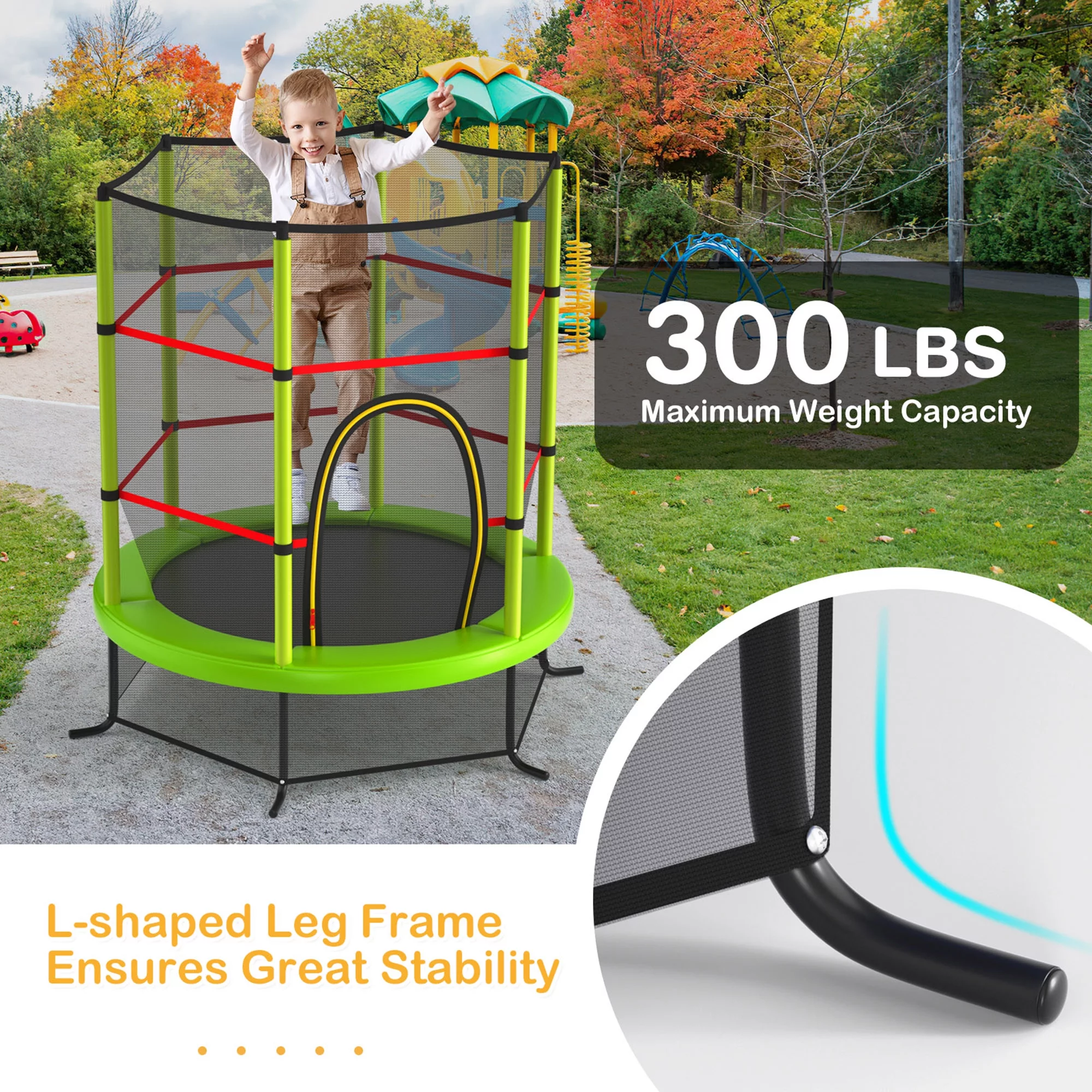 Gymax 55'' Recreational Trampoline for Kids Toddler Trampoline w/ Enclosure Net Navy - Womvr