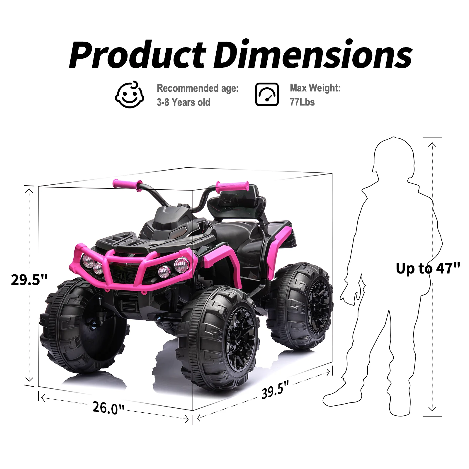 Outfunny 24V Kids 4 Wheeler, Electric ATV Quad Ride-on Toy for Big Kids Ages 3 and up - Womvr