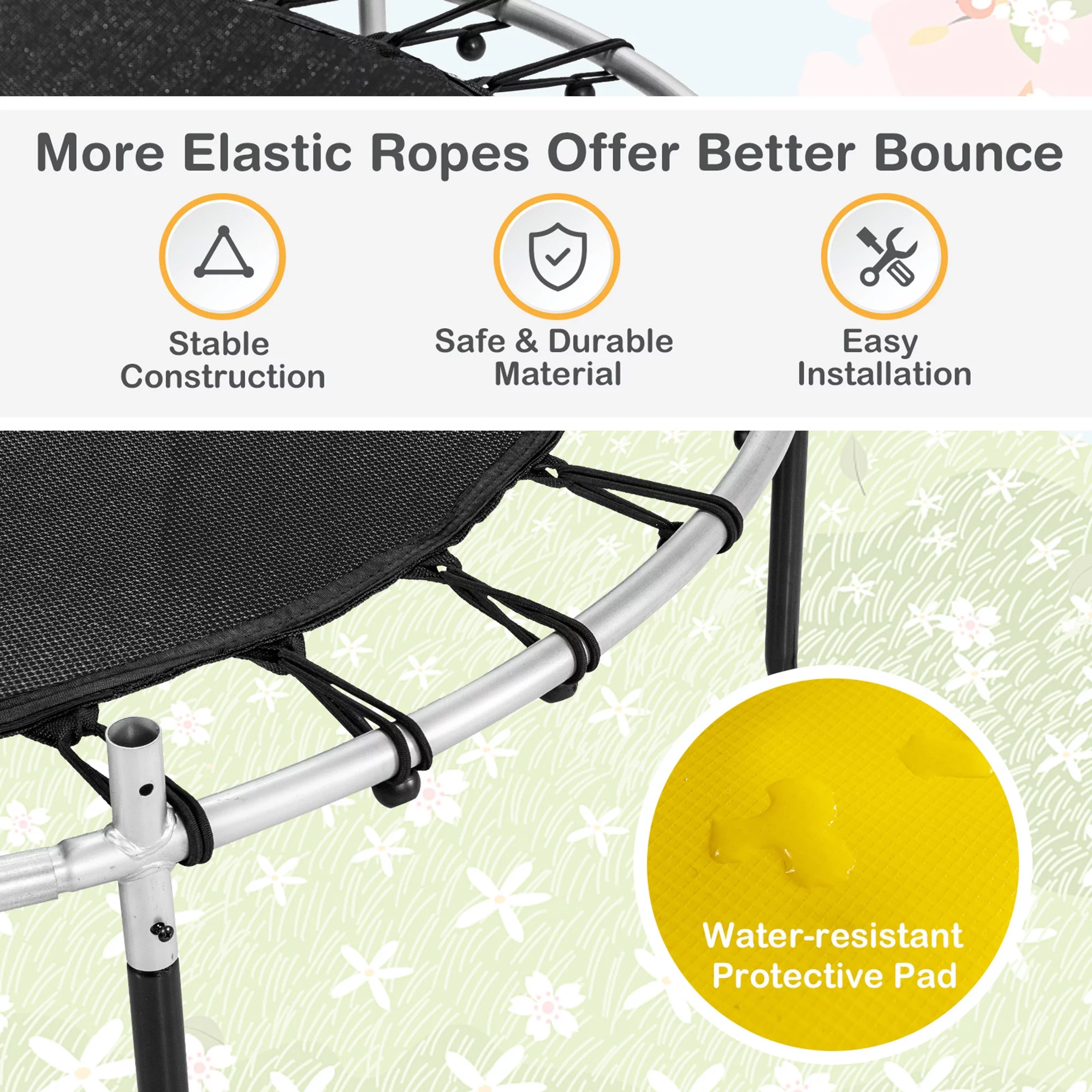 Gymax 55'' Recreational Trampoline for Kids Toddler Trampoline w/ Enclosure Net Navy - Womvr