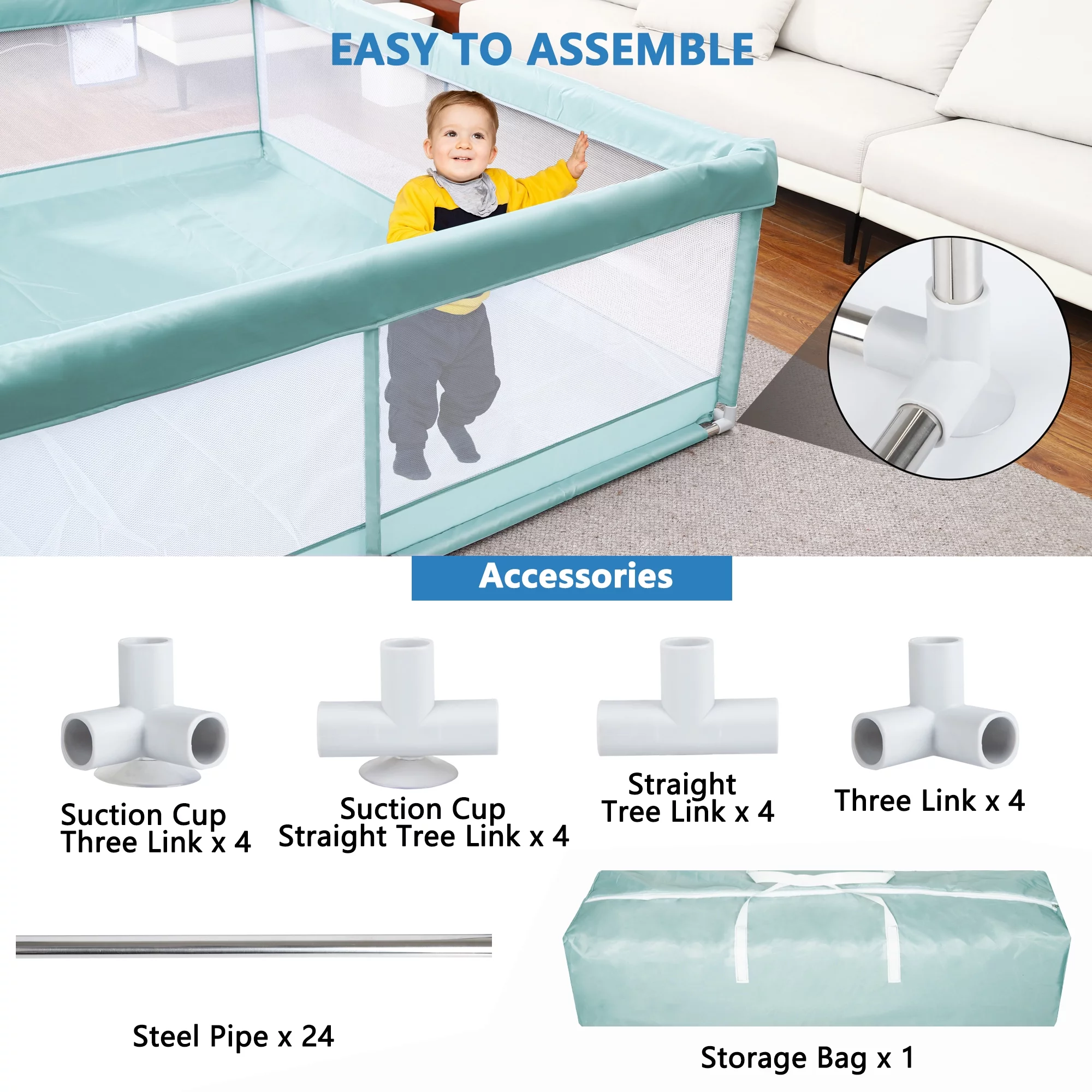 TEAYINGDE Baby Playpen Large Play Yard Fence for Toddlers,47