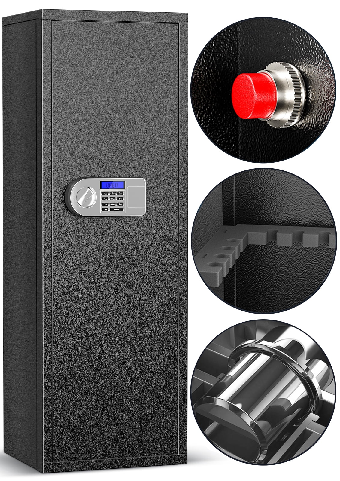 SRWTRCHRY Fingerprint 5-Gun Safe, 2s Quick Access Gun Cabinet with 2 Open Ways, Electronic Storage Cabinet for Rifles, Heavy-Duty Security Cabinet with Removable Shelf, 56''H - Womvr