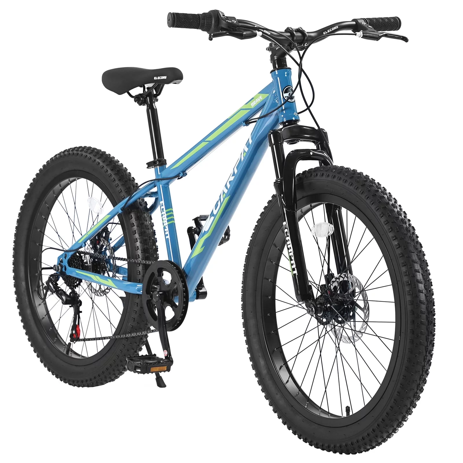 CHAMPIERRE 24 inch Mountain Bikes for Man and Woman, Shimano 7 Speeds Fat Tire Bike, Dual Disc Brake,Orange - Womvr
