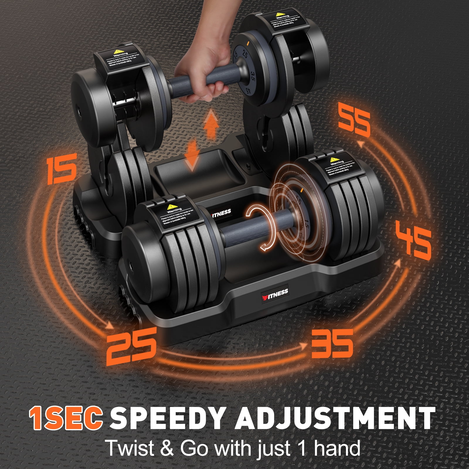 GIKPAL 110lb(505lb*2) Adjustable Dumbbells, 5-50lbs Dumbells Adjustable Free Weights Plates with Tray for Workout Strength Training Fitness Women / Men,Pair, Black - Womvr