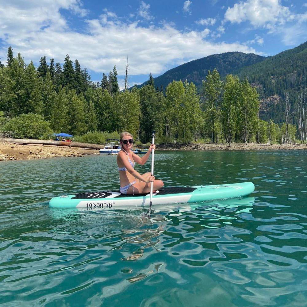 Fbsport 11ft Inflatable Paddle Board SUP, 6'' Thick W/Paddling Fins Pump & Accessories Pack, Green - Womvr