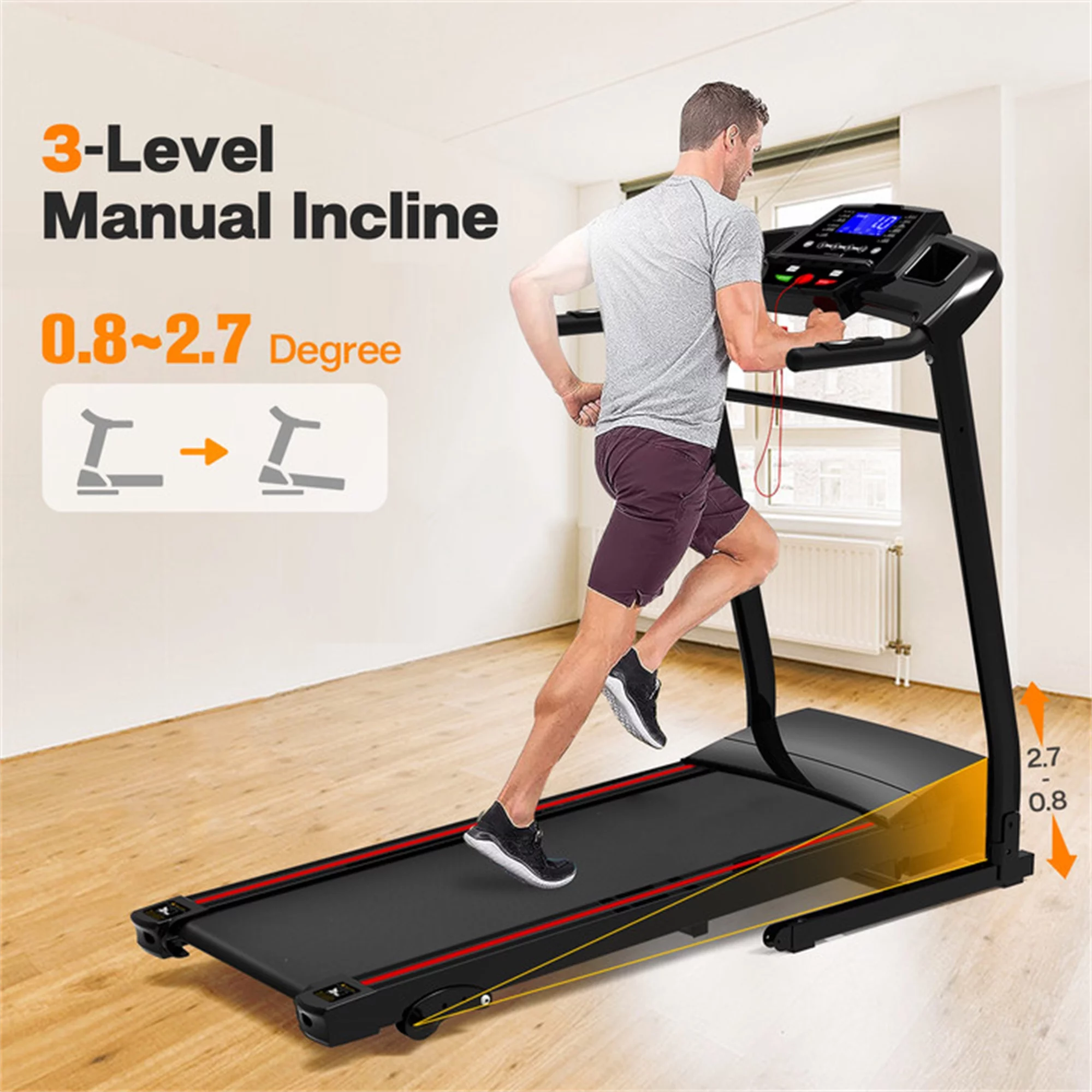 Aukfa Folding Treadmill with Incline, 265 lbs Capacity, 7.5 mph Max Speed for Home Gym Workout - Womvr