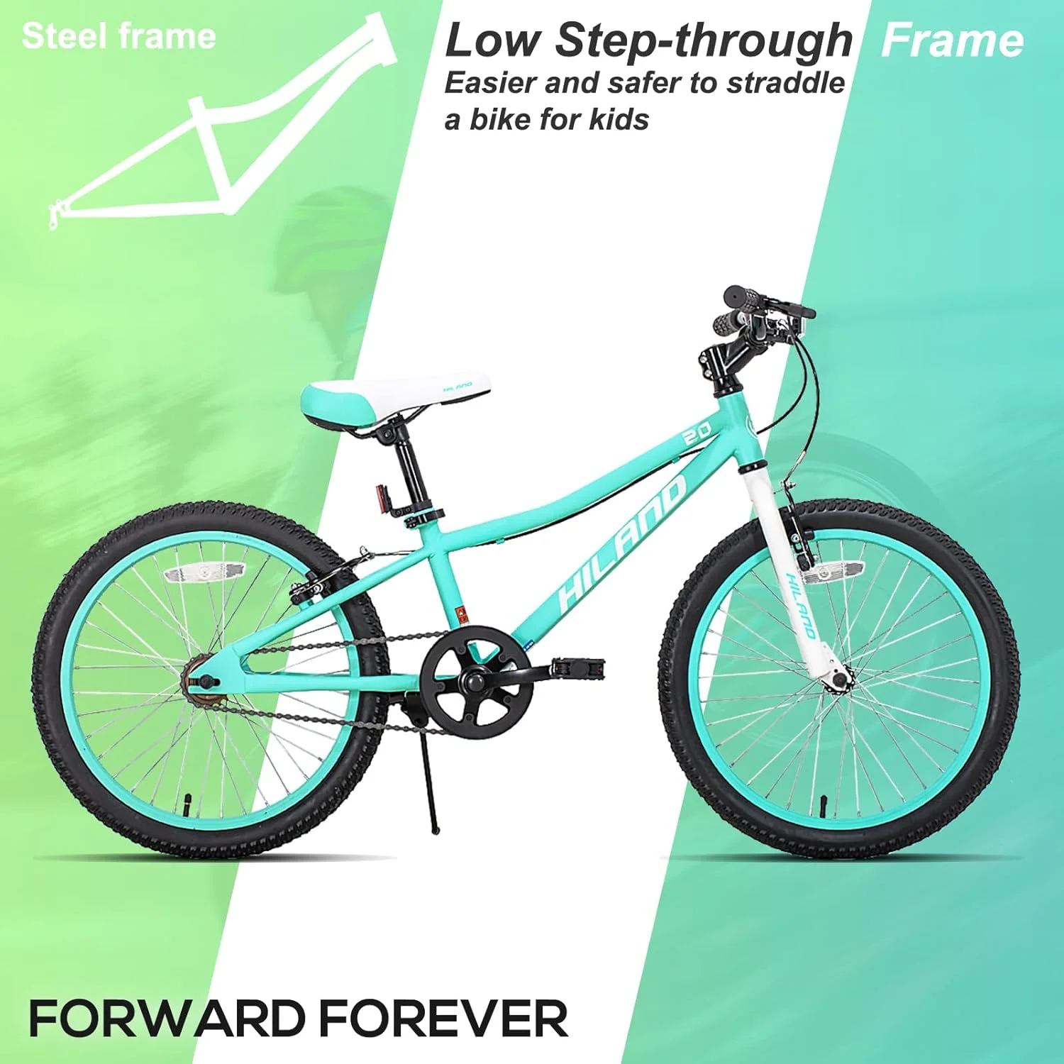 Hiland 20 inch Kids Mountain Bike for Girls Boys with Dual Handbrakes Kickstand, Pink - Womvr