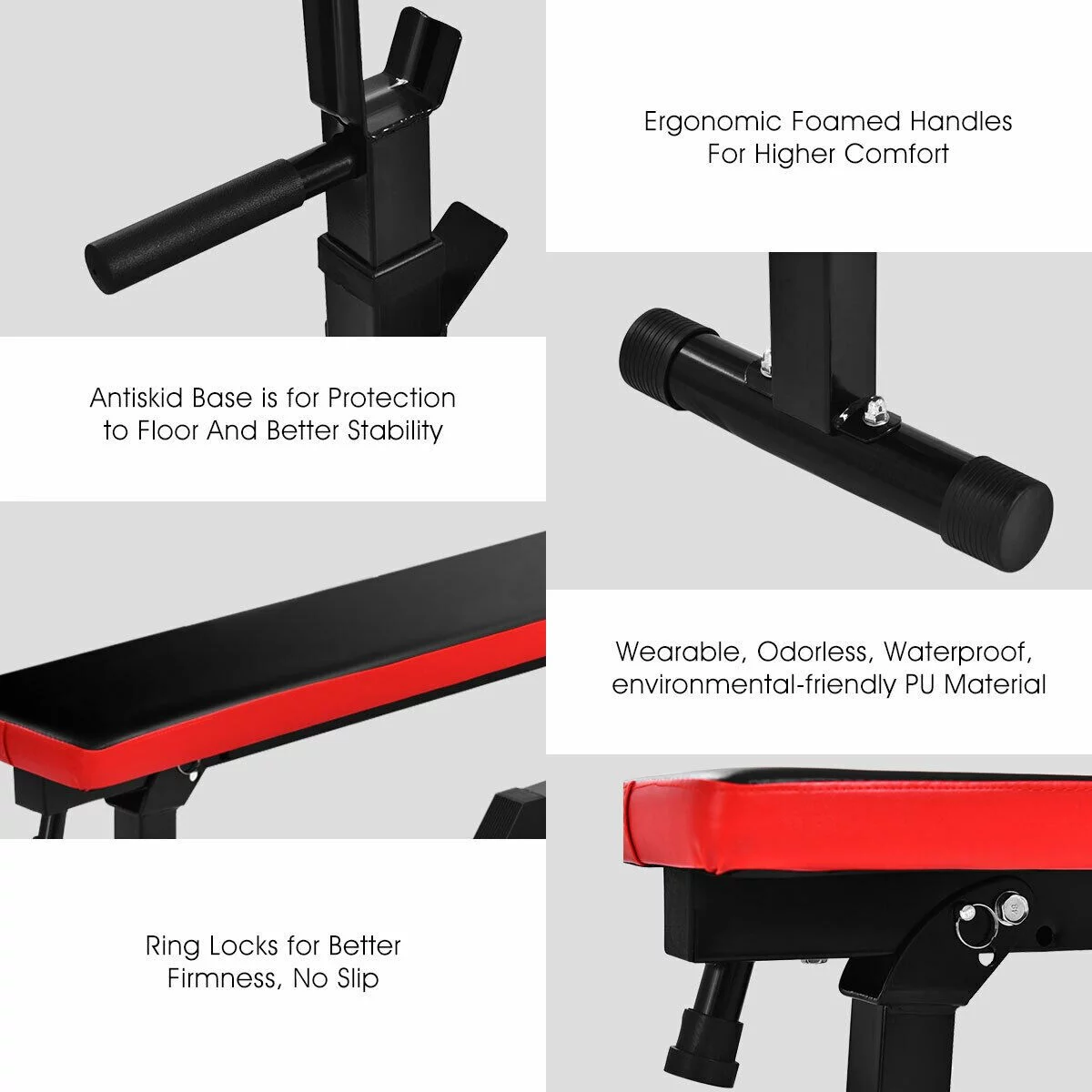 SUGIFT Adjustable Weight Bench with 330 Lbs. Black/Red - Womvr