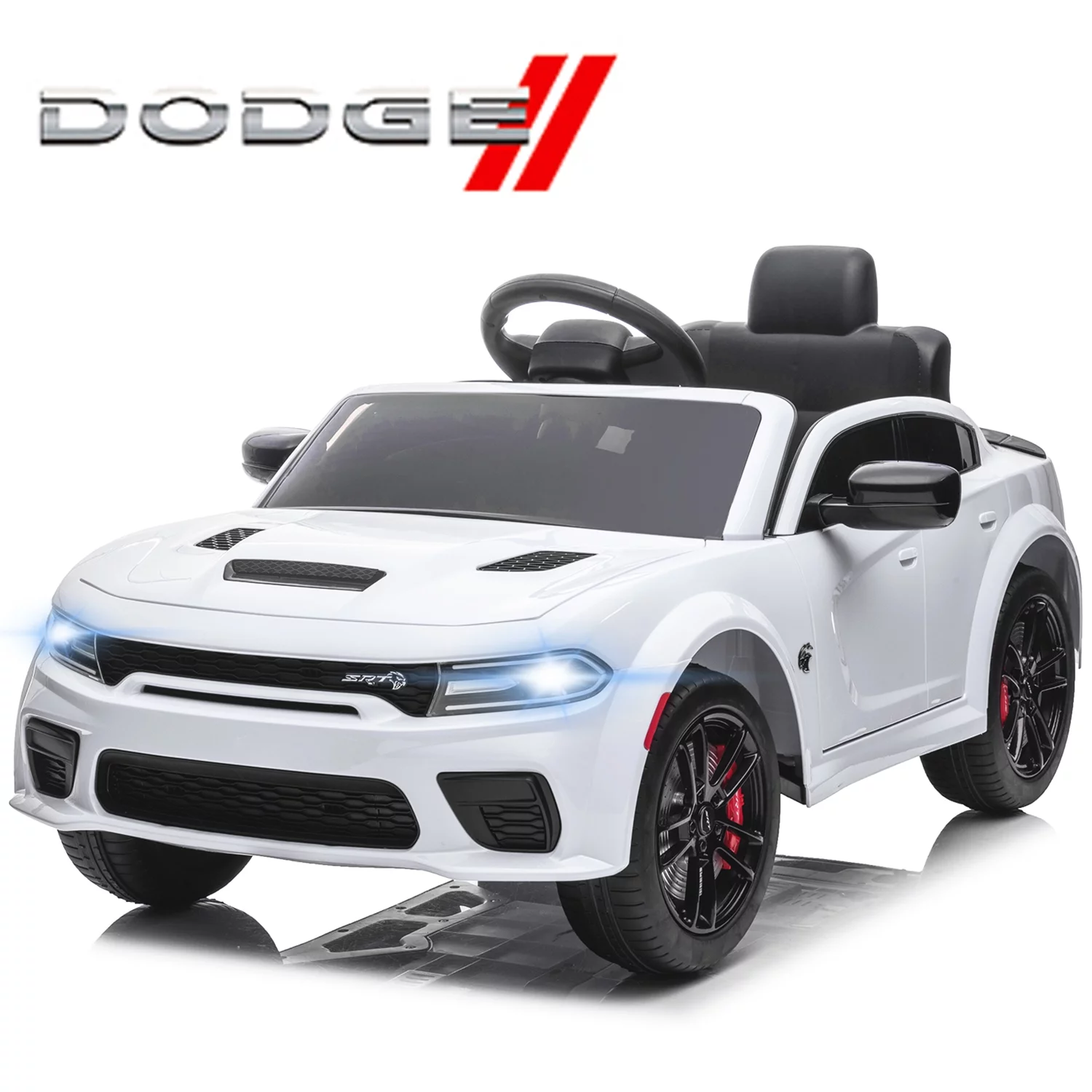 uhomepro Black 12 V Dodge Charger SRT Hellcat Battery Powered Ride on Cars with Remote Control, Bluetooth, LED Light and MP3 Player - Womvr