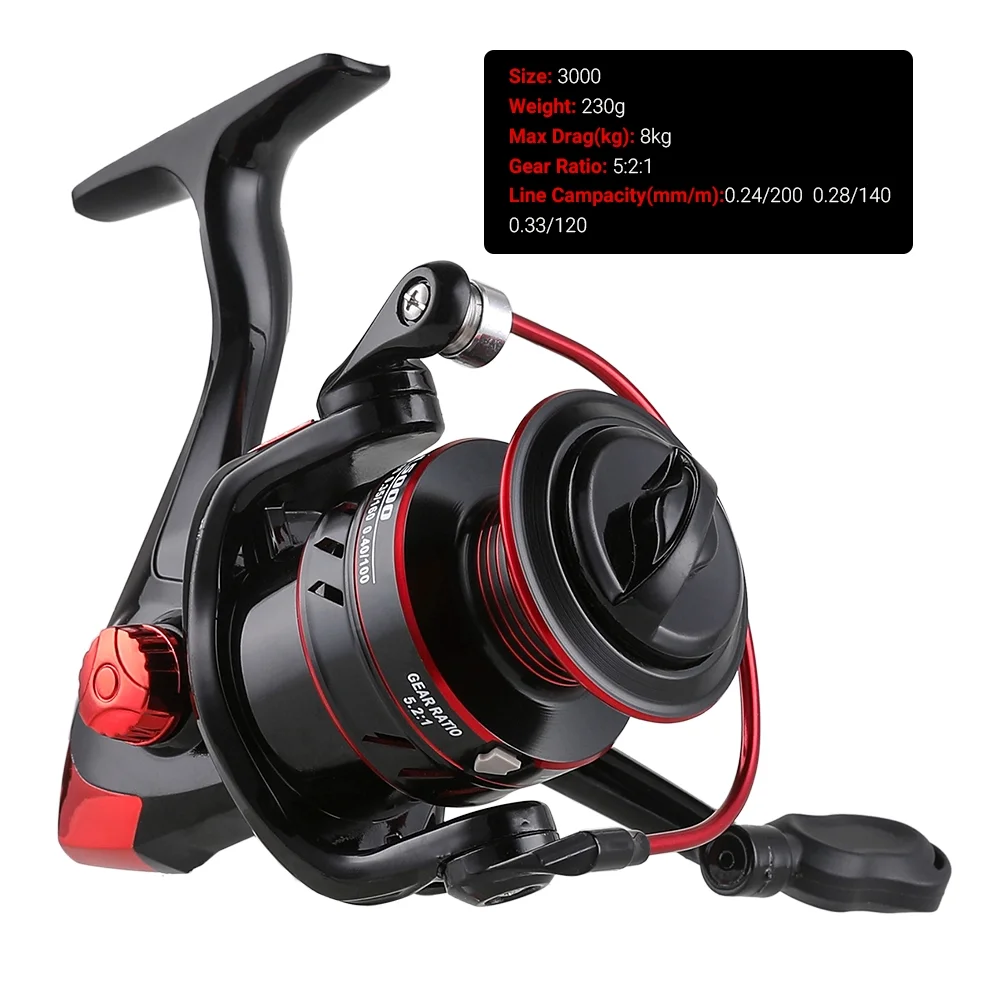 Spinning Fishing Reels, Anpro New Spinning Reel with Left/Right Interchangeable Collapsible ,5.2:1 Gear Ratio Smooth 13BB, Size 2000 - Womvr