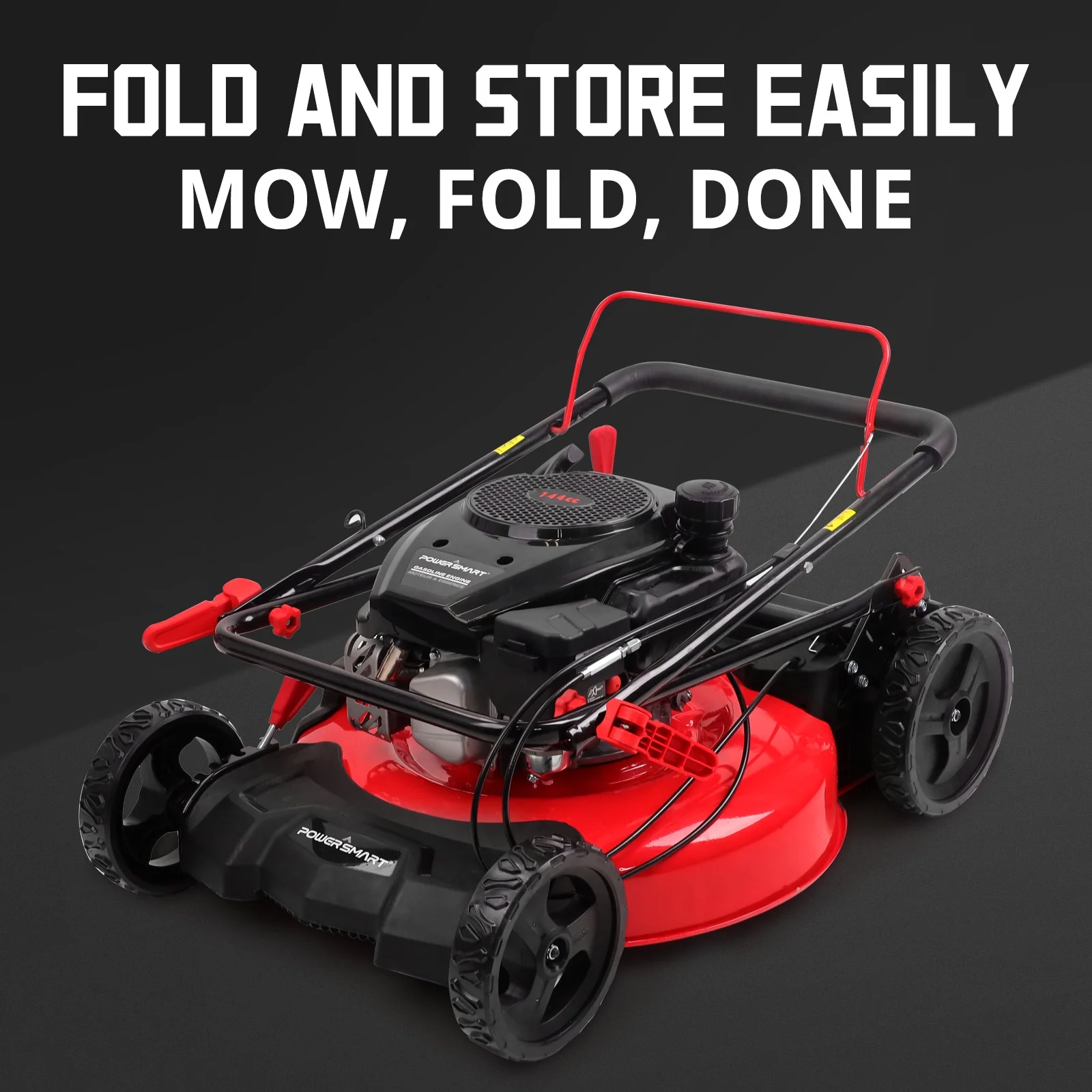 PowerSmart  Gas Push Lawn Mower Powered 21-inch 3-in-1  with 144cc Engine, 6-position Height Adjustment - Womvr