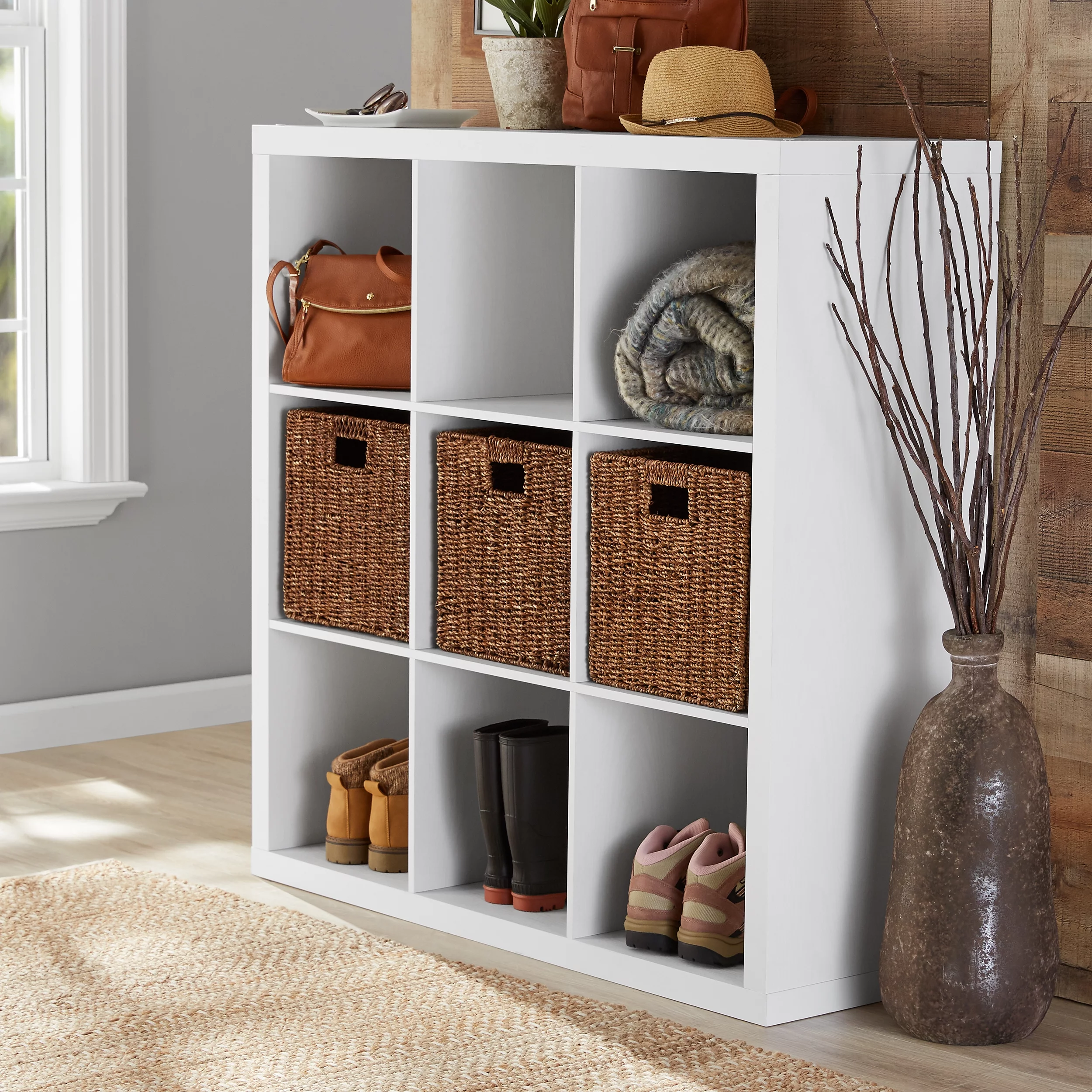 Better Homes & Gardens 9-Cube Storage Organizer, Natural - Womvr
