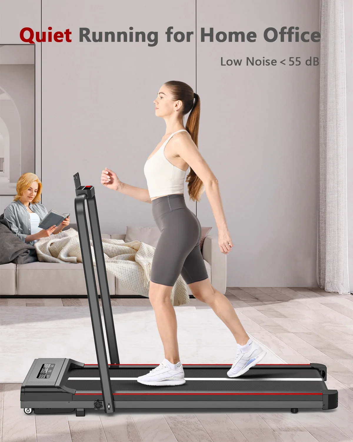 Bigzzia Treadmill Under Desk Treadmill 2 in 1 Folding Treadmill, Treadmills for Home Maximum Weight 265 lbs Gray - Womvr