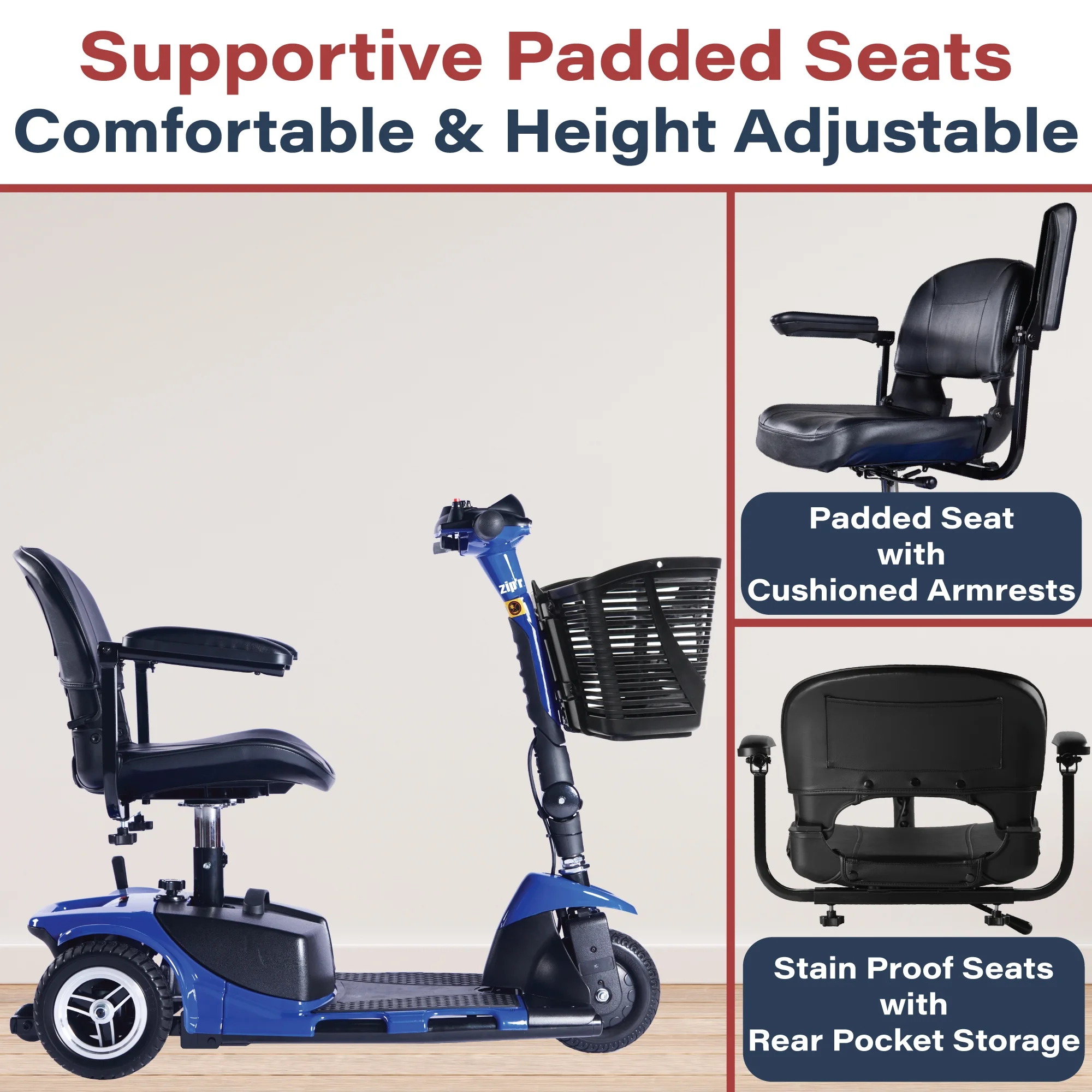 Zip'r Roo 3-Wheel Travel Mobility Scooter, Red - Womvr