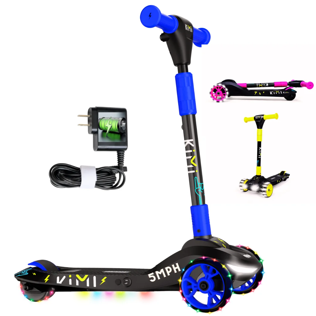 Kimi Kids 3-Wheel Electric Scooter, Ages 2-9, 5Mph, Lights, 10 Miles Range - Womvr