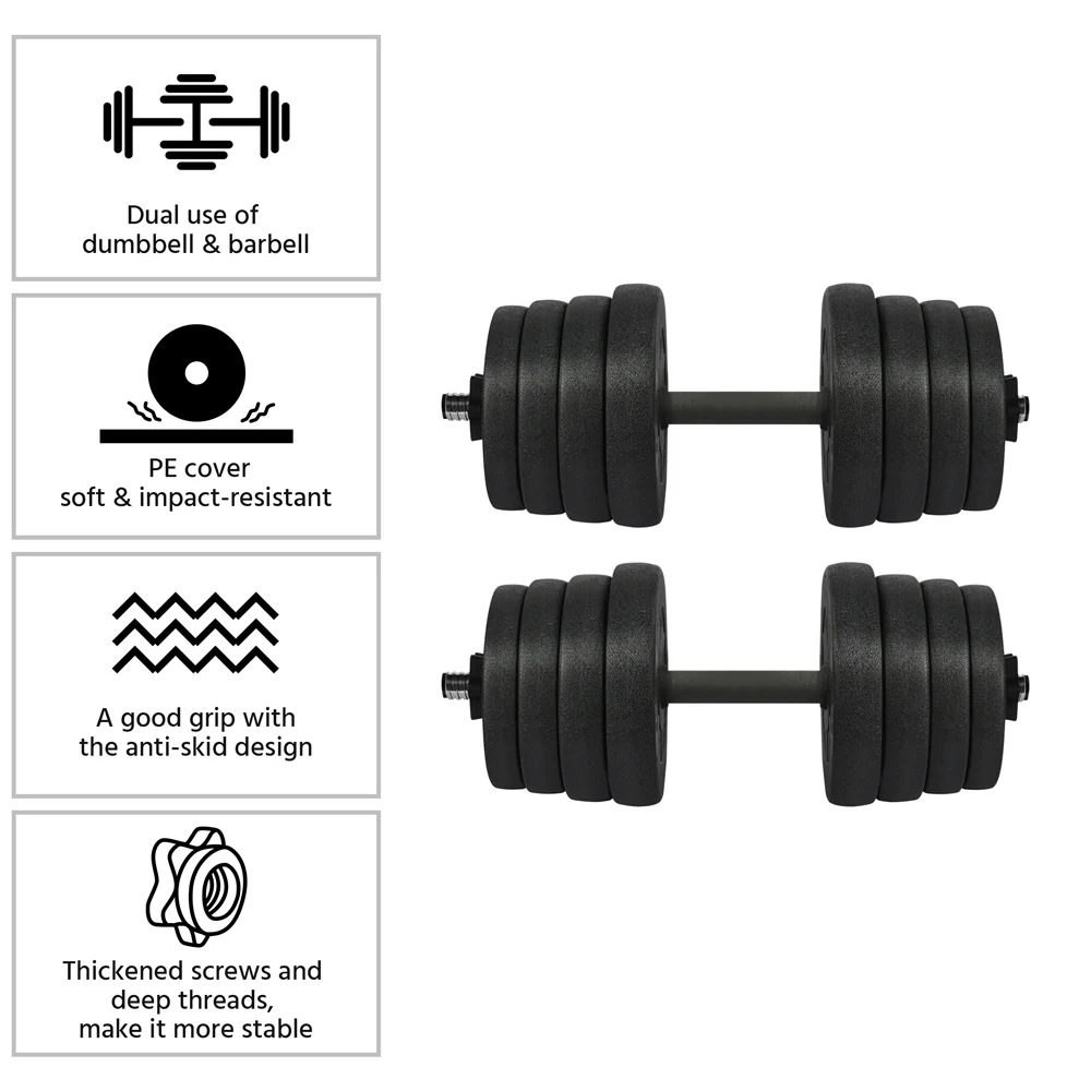Alden Design 66LB Dumbbell Set Training Lifting Dumbbells Weight Set,Black - Womvr