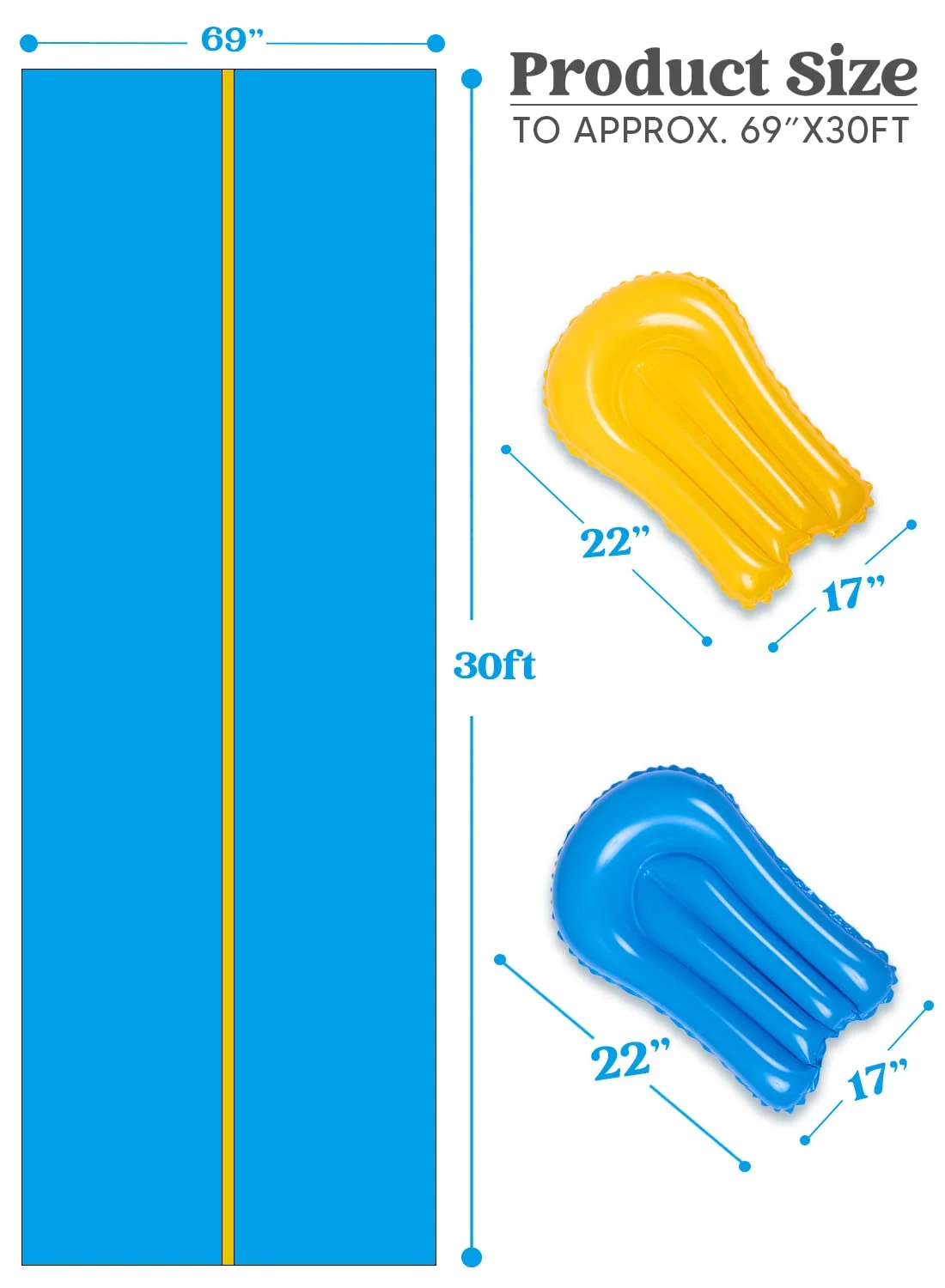 Syncfun 30ft x 6ft Huge Water Slide, Heavy Duty Lawn Water Slide with Built-in Sprinkler and 2 Slip Inflatable Boards for Summer Party - Womvr