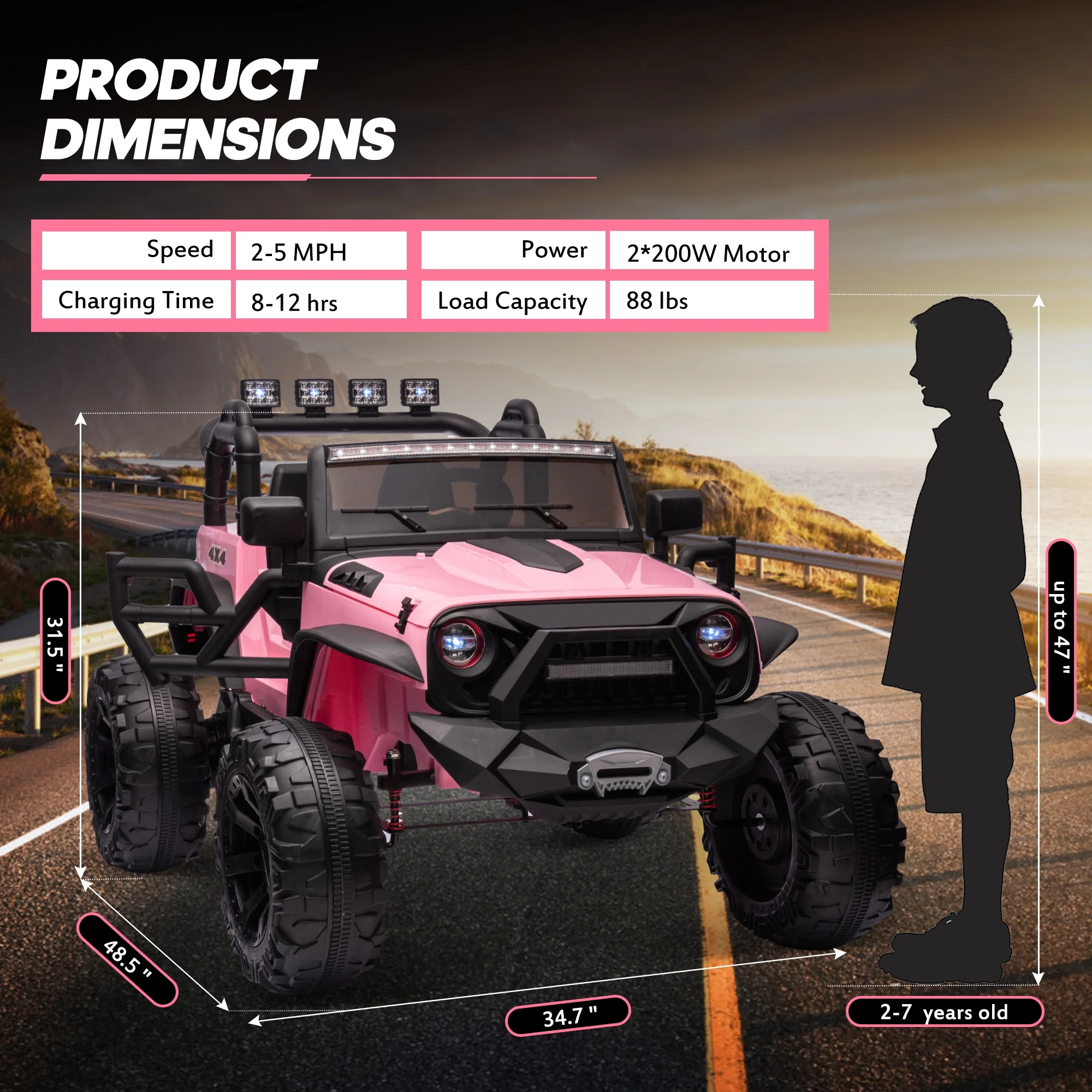 Outfunny 24V Kids Ride on Truck, 2-Seater Powered Ride on Toy Car with Remote - Womvr