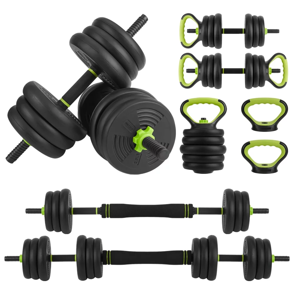 50/70lbs 4-in-1 Portable Interchangeable Dumbbell, Barbell, and Kettlebell Set with Adjustable Weights for Squats, exercise(Black) - Womvr